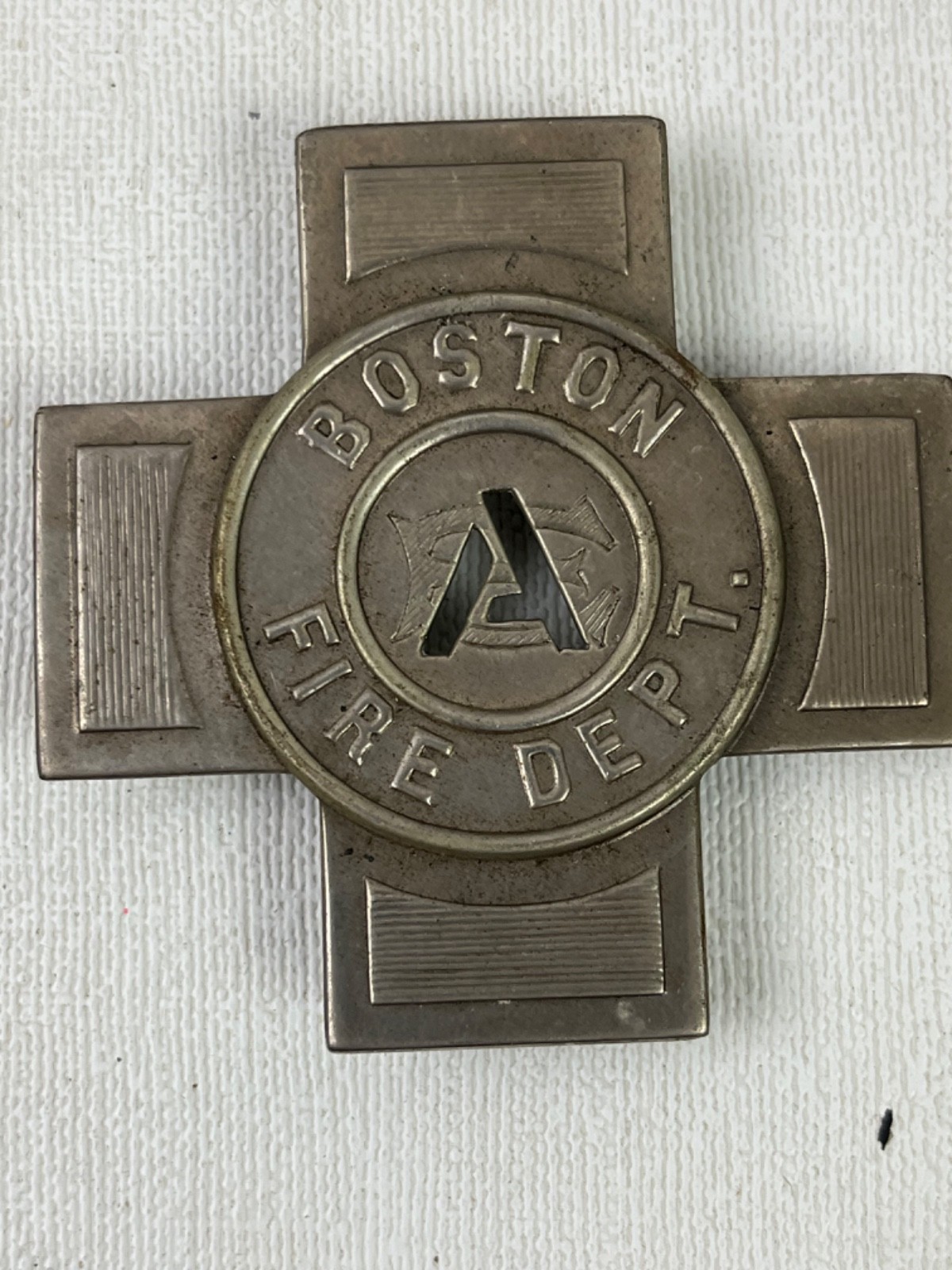 Antique Late 1800’s-Early 1900’s Cross Shaped Boston Fire Department Badge RARE