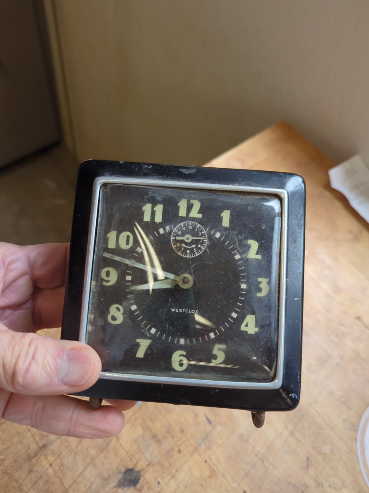 Westclox Wind-Up Alarm Clock Made In USA Black Metal Case.  Parts only.  (#1#)