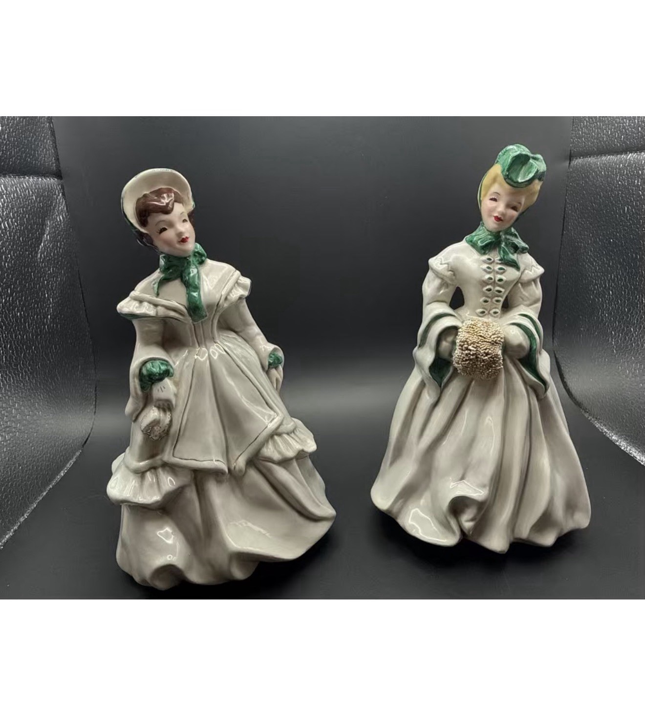 Vintage Florence Ceramics Pasadena California Melanie & Delia Figurines