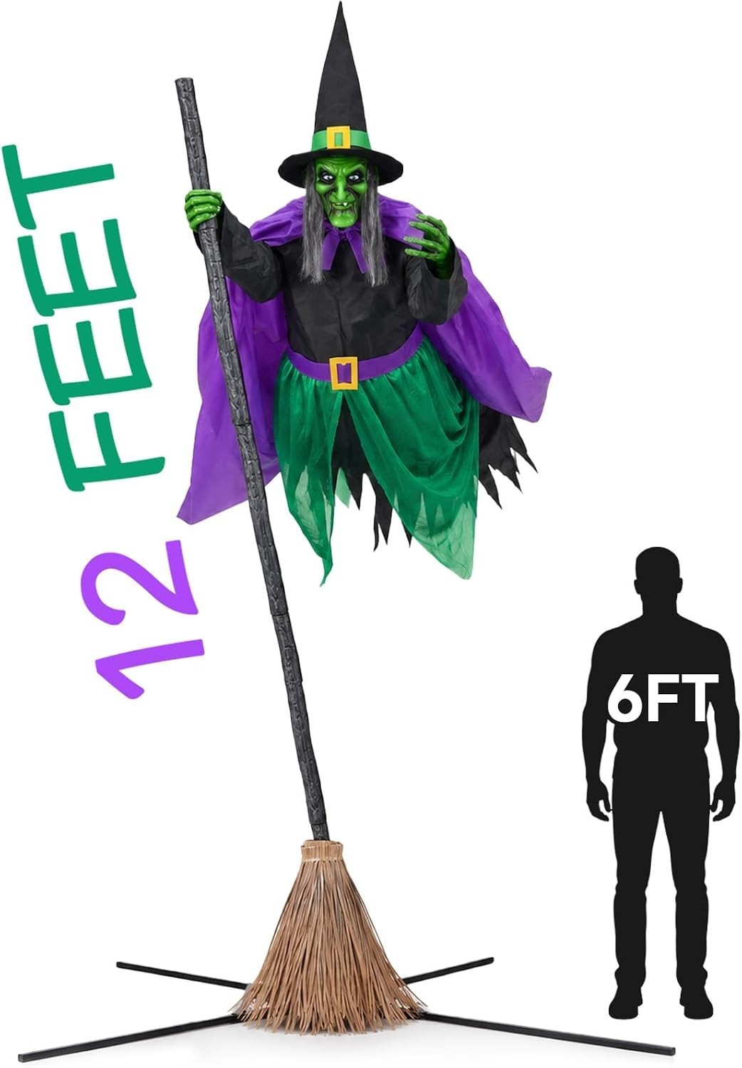 12 Ft Animated Hovering Witch Animatronic Outdoor Halloween Decoration Giant