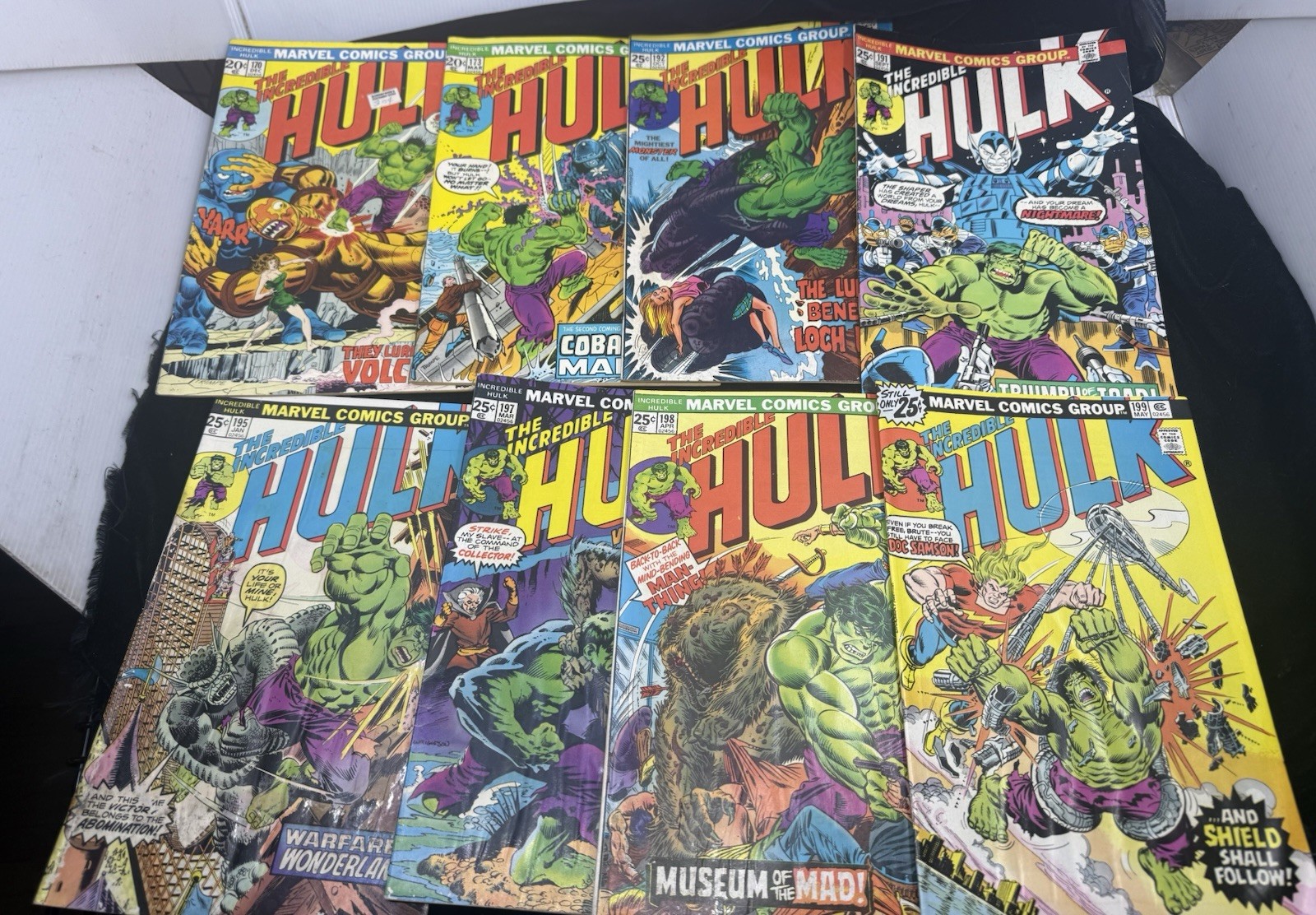 8 Vintage bronze age Marvel the Incredible Hulk comic book Lot 