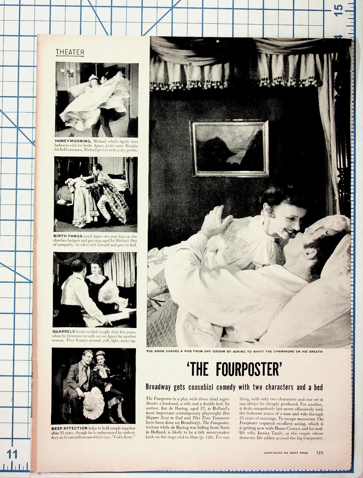 1950s The Fourposter Play Article Jessica Tandy Hume Cronyn Magazine Page