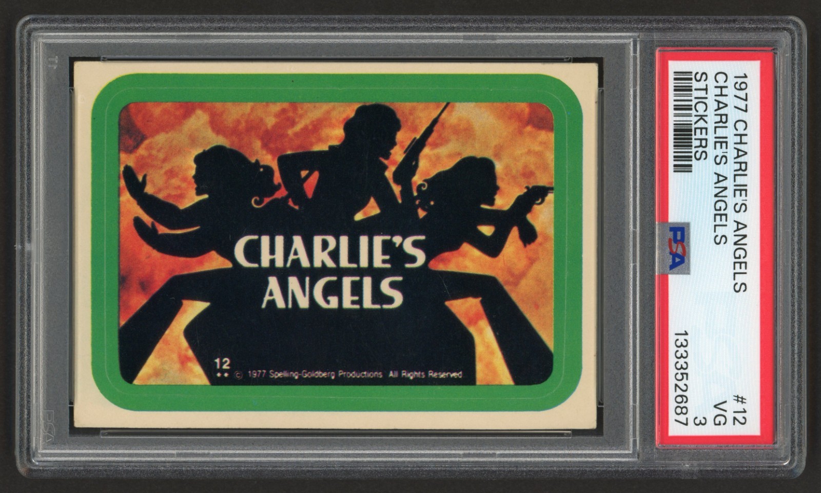 1977 CHARLIE'S ANGELS CHARLIE'S ANGELS LOGO STICKERS #12 VINTAGE PSA 3 VG