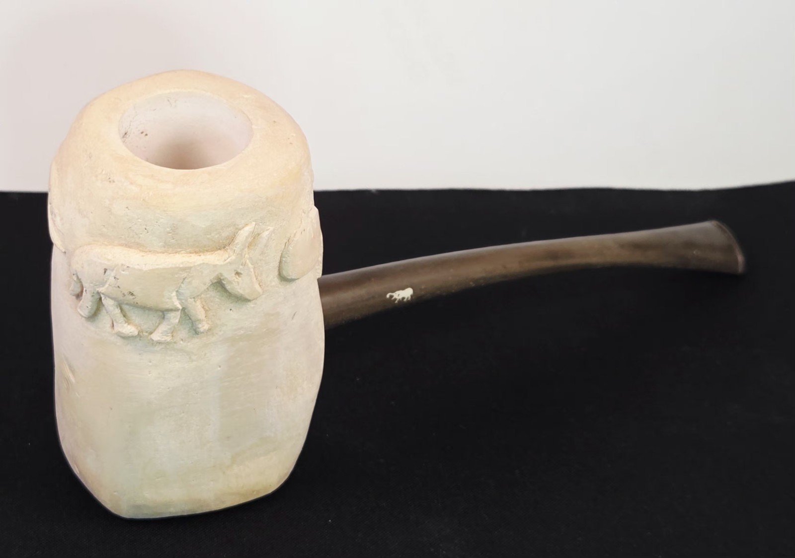 Vintage 1993 EBW Hand Carved Folk Art Smoking Pipe Animal Fish Signed Handmade