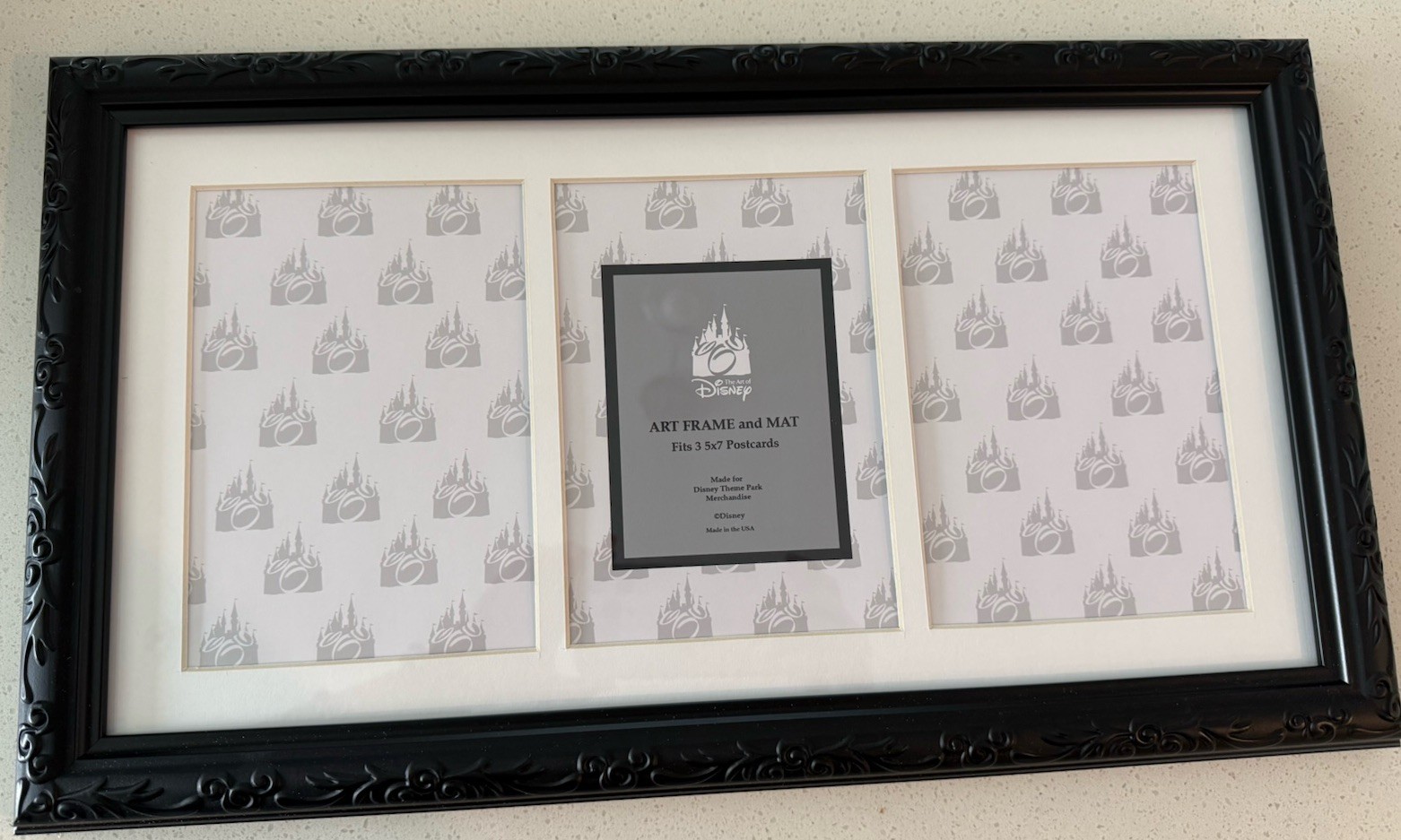Disney Parks Mickey Mouse Art Frame & Mat Whimsical Black Fits 3, 5x7 Postcards
