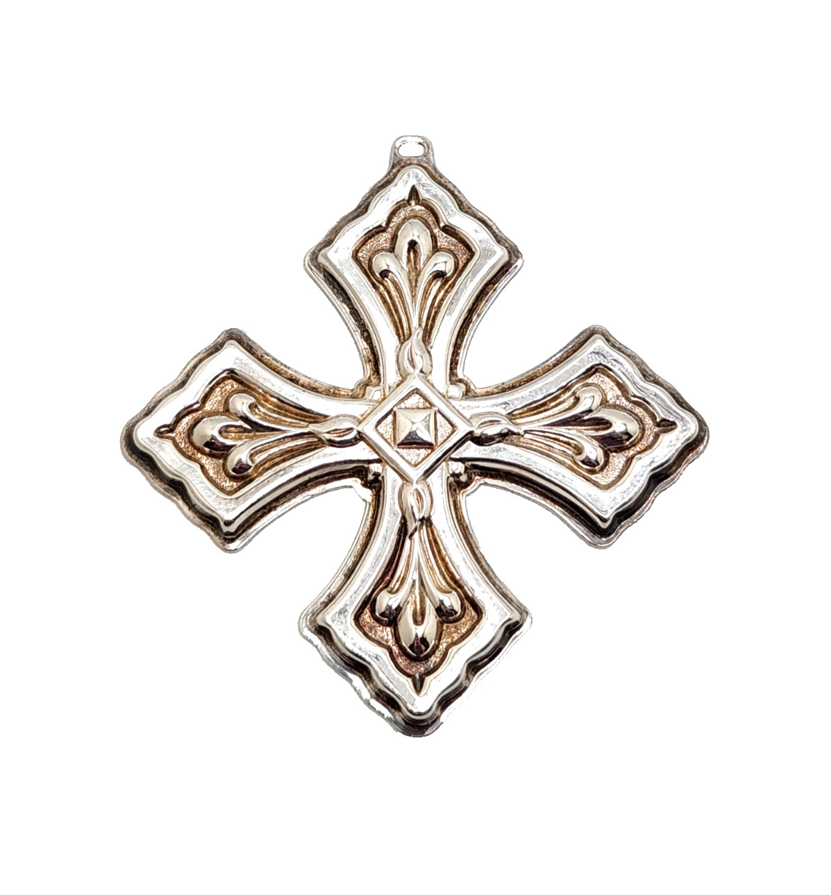 Vintage 1981 Reed & Barton Christmas Cross Religious Holiday Ornament, No Bail