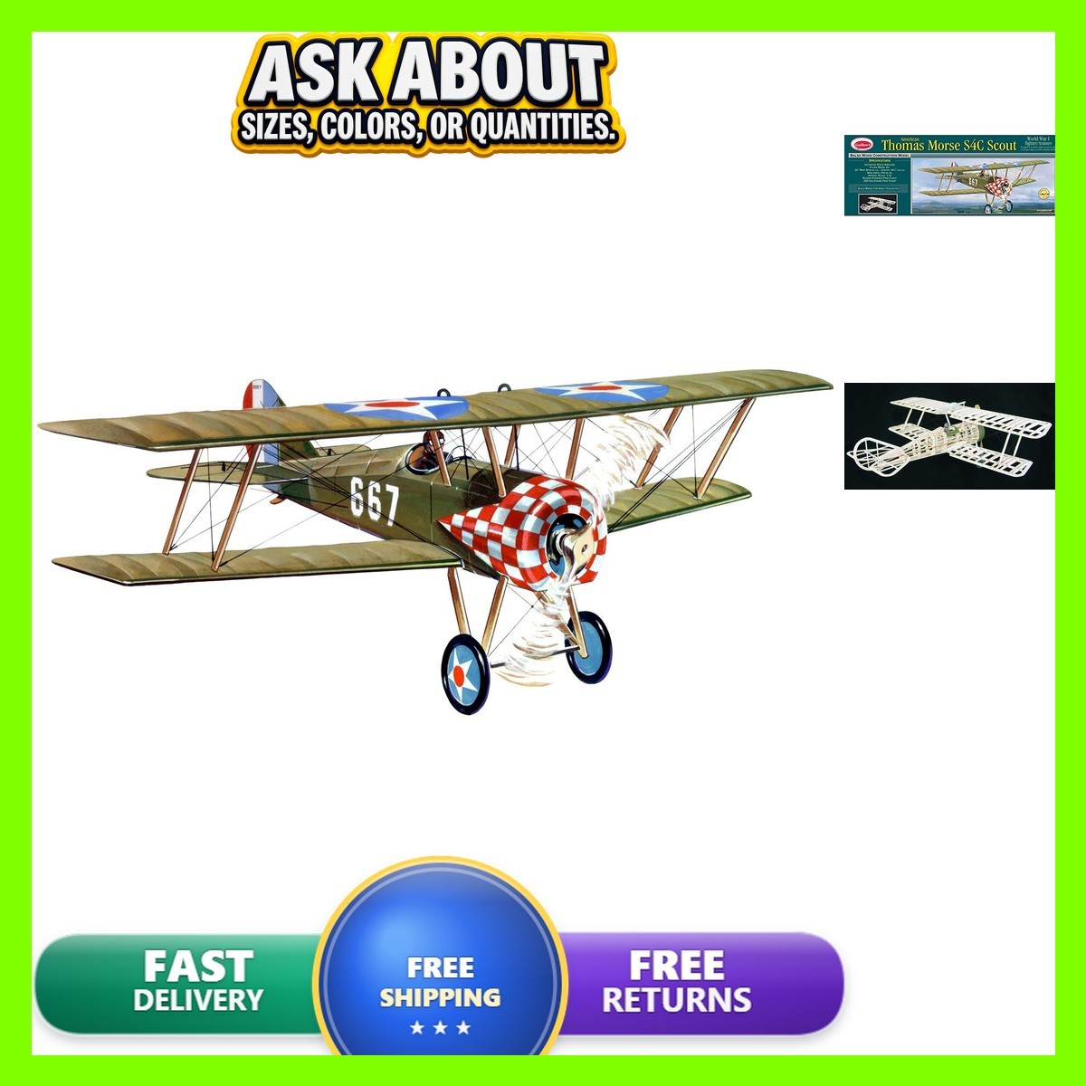 Guillow\'s Thomas Morse Scout Laser Cut Balsa Model Kit 24\