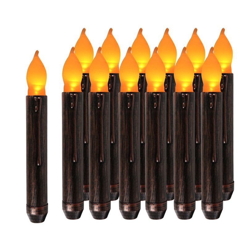 12-Piece Black LED Taper Candles – Flickering Flame Holiday Decor 12-Piece Black LED Taper Candles – Flickering Flame Holiday Decor