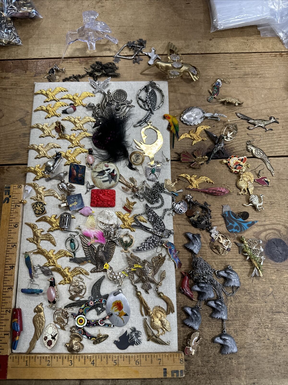 Birds Mixed Junk Drawer Jewelry Lot Vtg- Mod Charms, & More