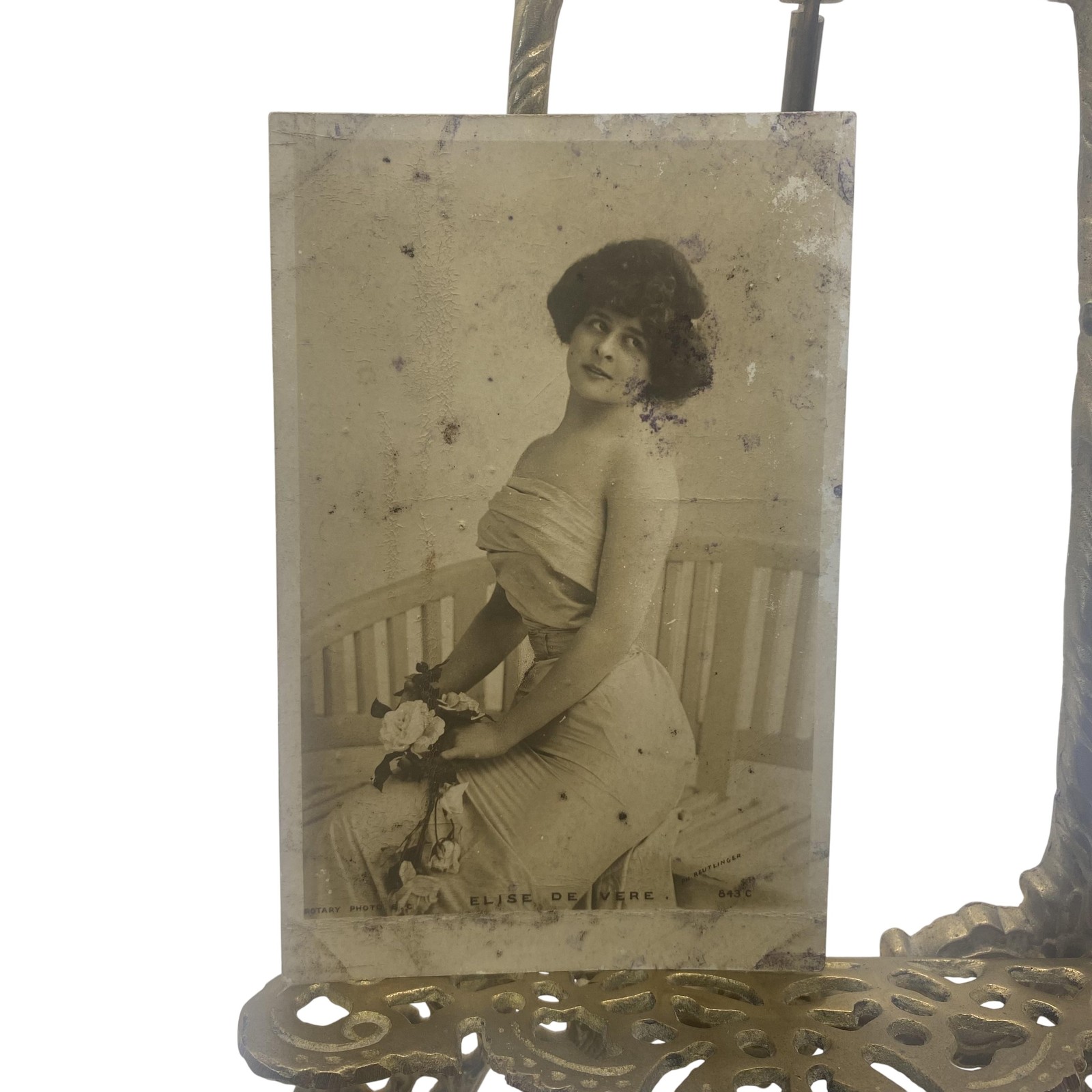 Vintage C1900s Elise De Vere Portrait RPPC Rotary Real Photo Postcard Glamour UK