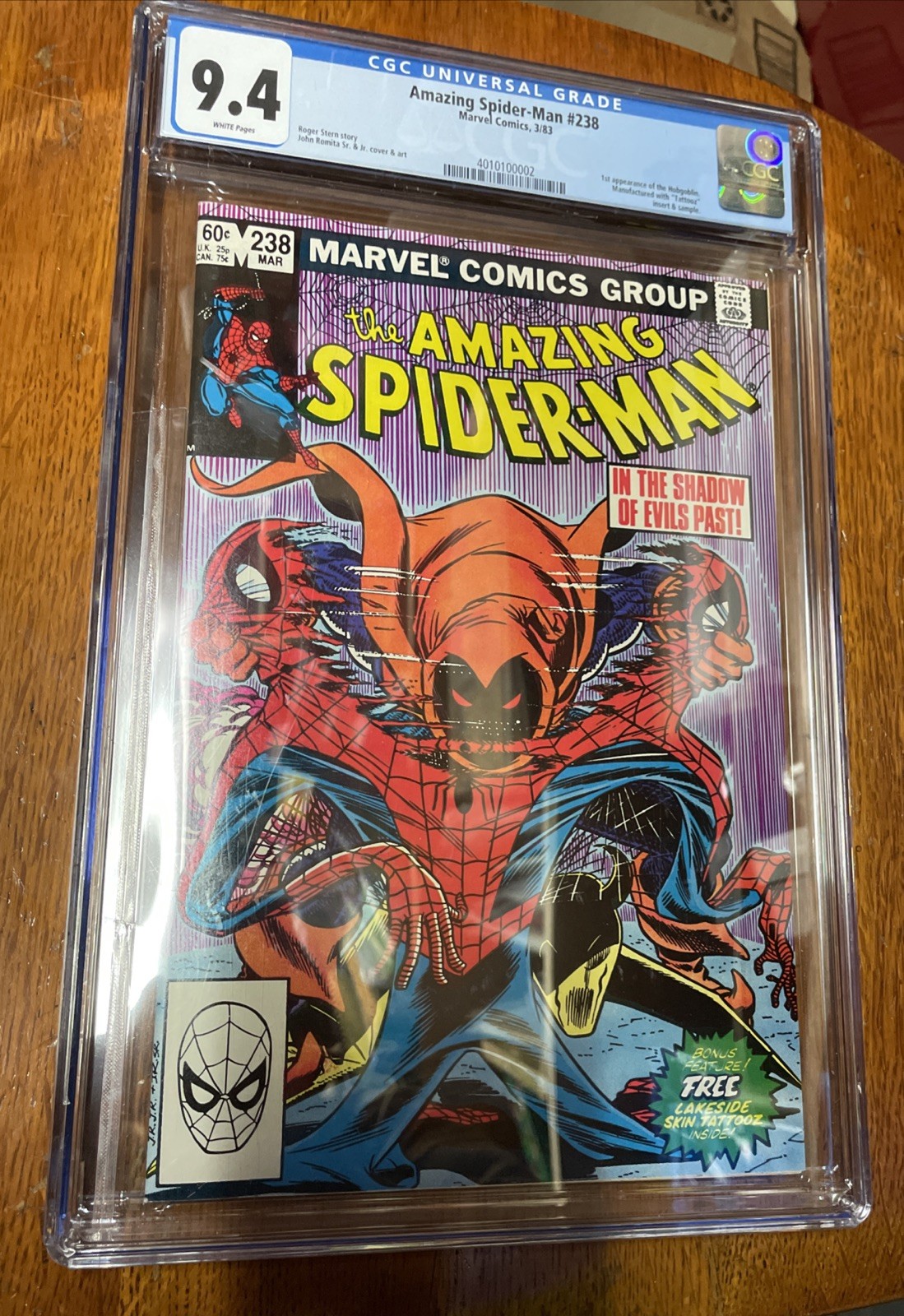 Amazing Spider-Man #238 CGC 9.4 WP 1st App Hobgoblin Tattooz Insert Marvel 1983