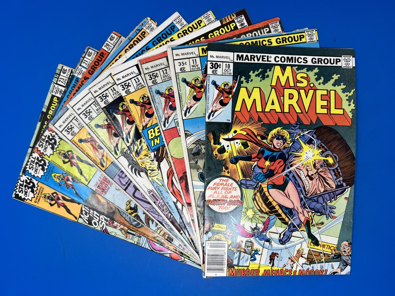 Ms. Marvel, Incomplete Run #10-23, 1976, Lot of 10 Comics