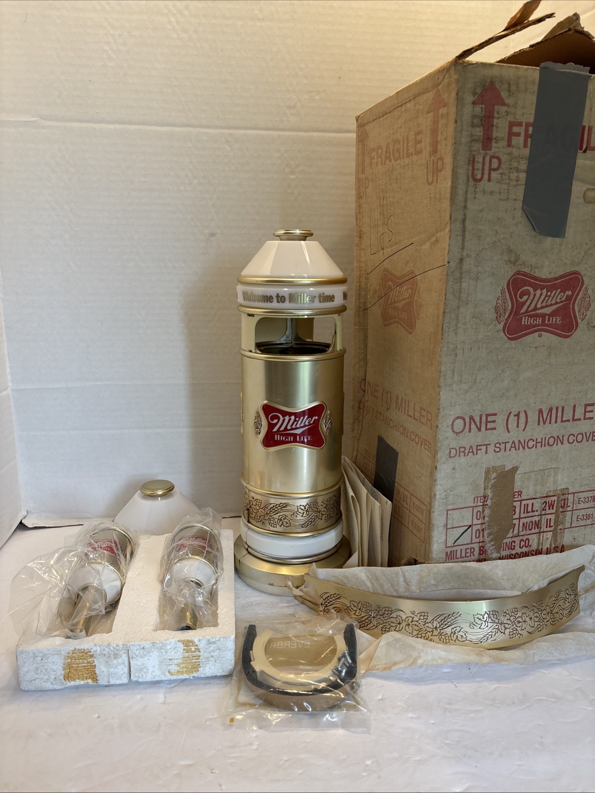 Miller High Life Beer Stanchion Cover W/Tap Handles