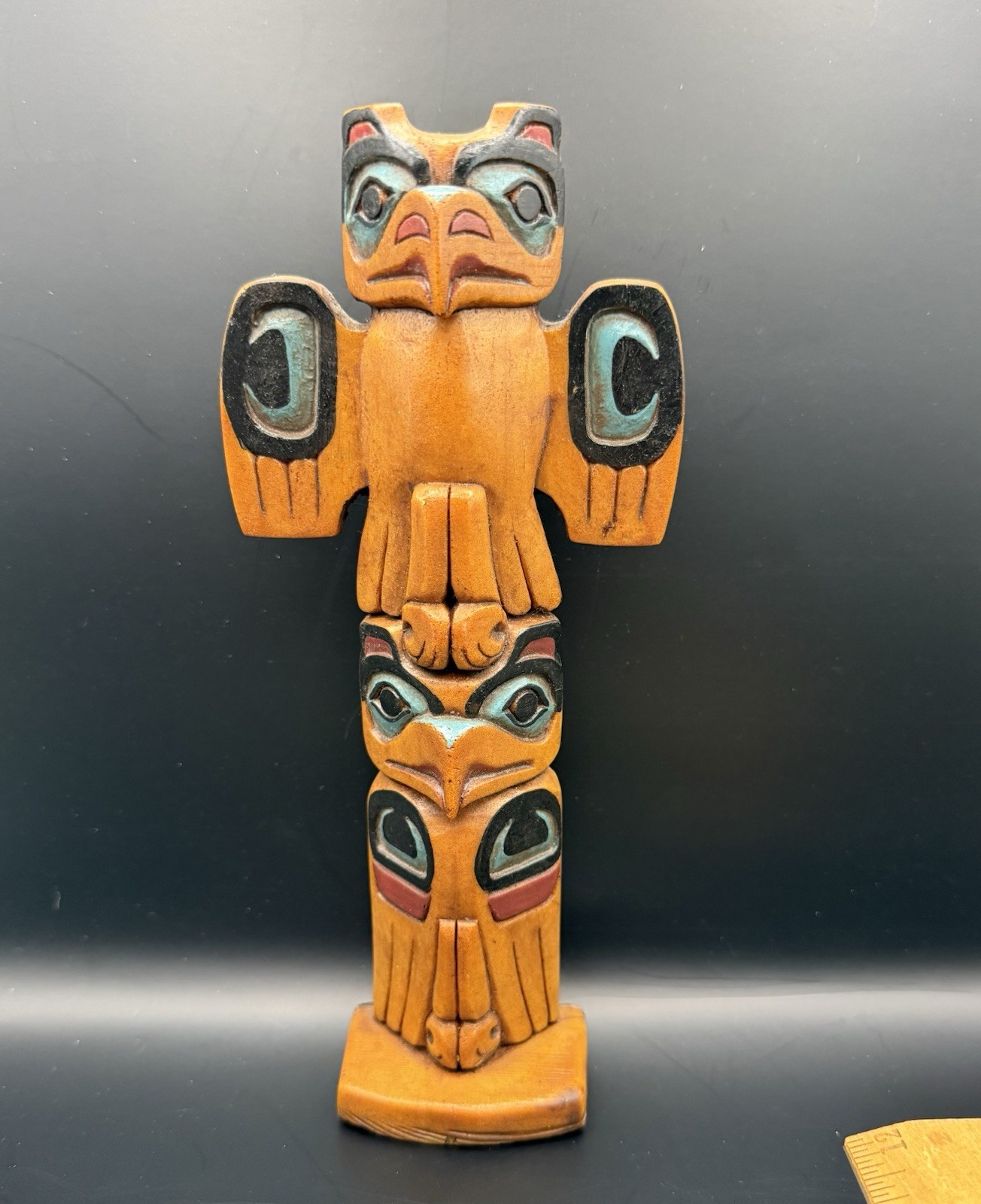 Vtg Northland Trading Co Alaska Totem Pole Handcrafted Wooden Thunderbird Eagle