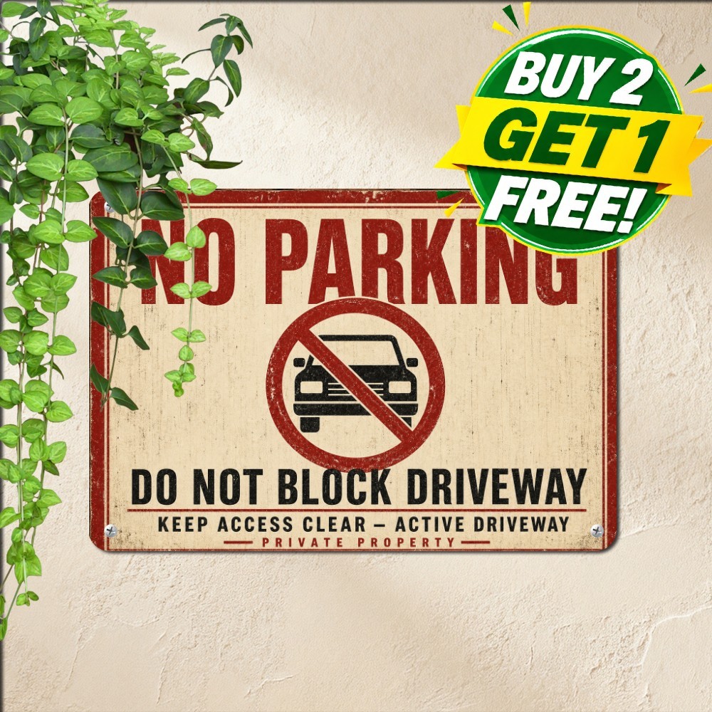 Heavy Duty Vehicle Entrance Keep Driveway Clear Plaque Metal Tin Sign 8x12