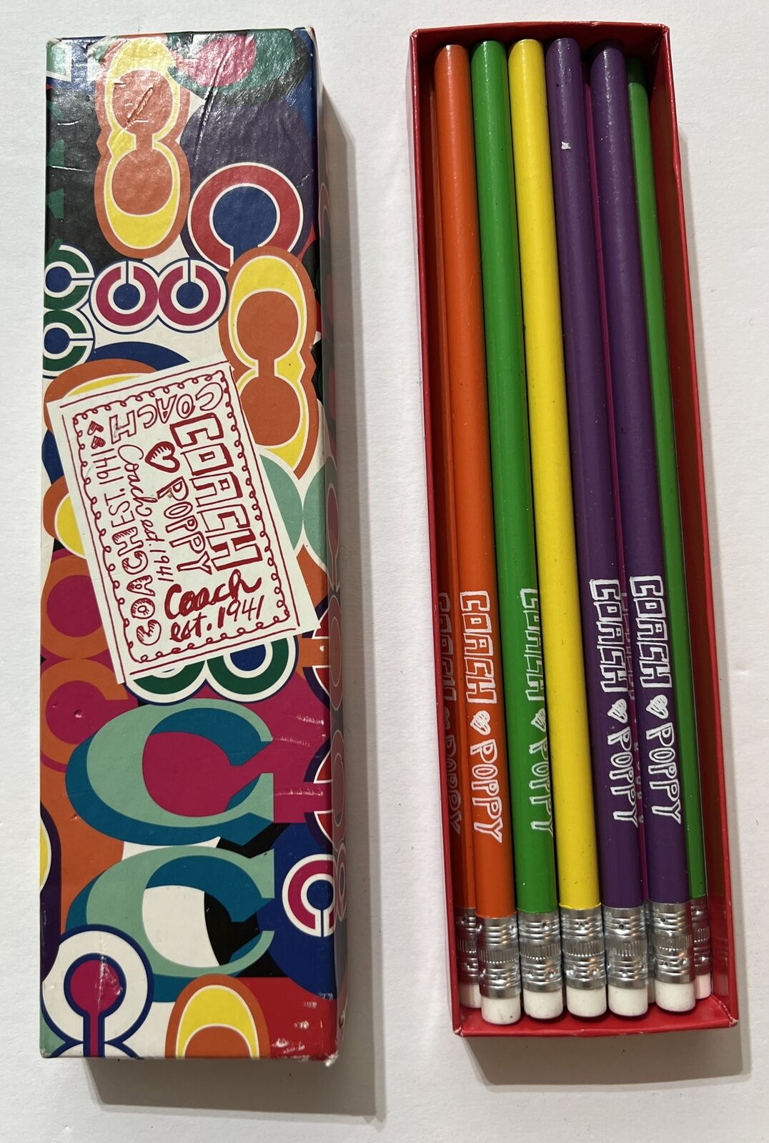 COACH Poppy No 2 Pencil Set of 11 With Box Signature Coach Assorted Colors