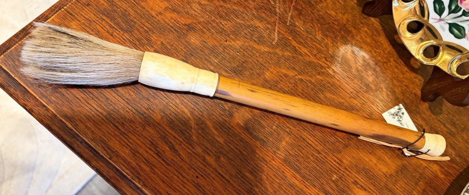 Large Bamboo Handled Calligraphy Brush with Animal Hair Bristles