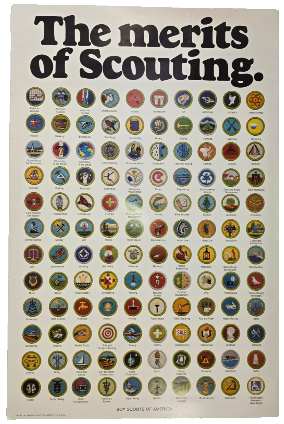 Scarce Vintage 1982 Boy Scouts of America Merits of Scouting Poster No 4517