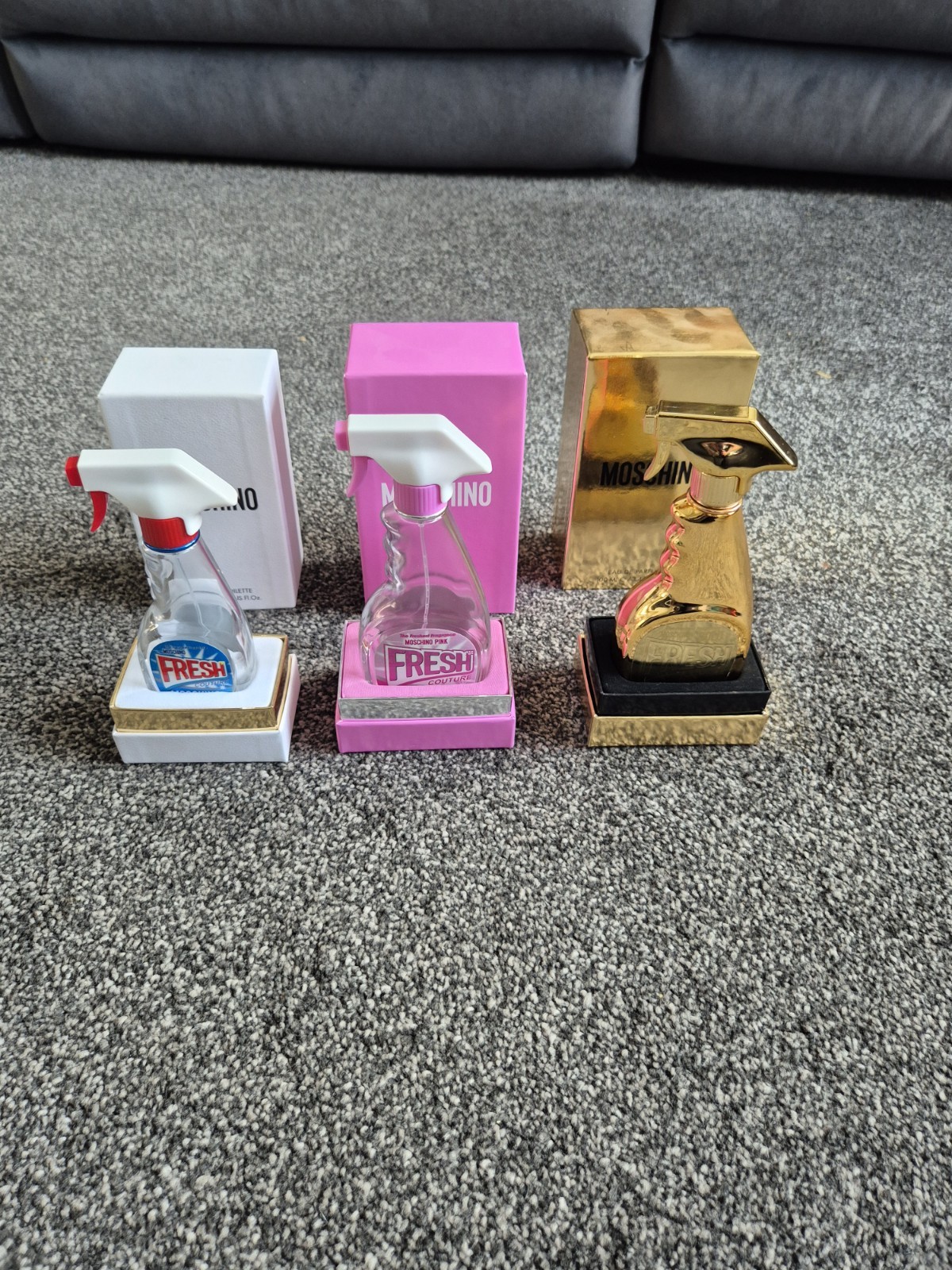 Moschino Fresh EMPTY Perfume Bottles X3 2 X 100ml 1 x 50ml