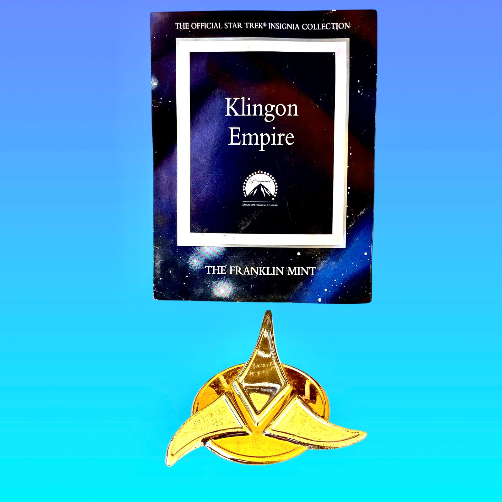 Star Trek Franklin Mint Klingon Empire Insignia Badge Sterling Silver 24k Gold