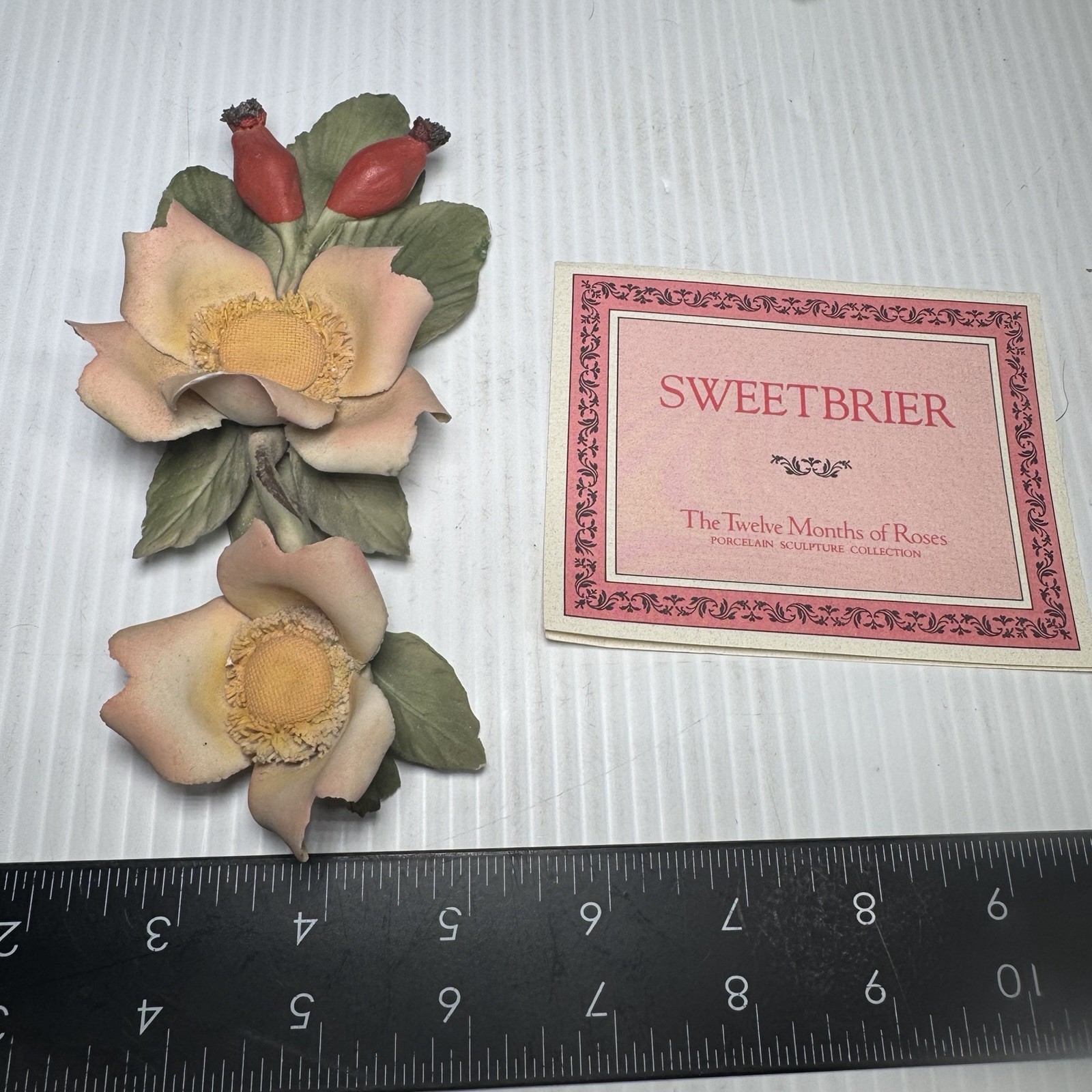 VTG 1985 Franklin Mint Porcelain Sweetbrier Rose NEW #1