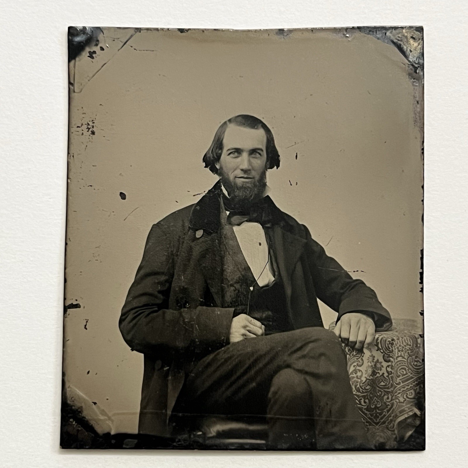 Antique Rare Pannotype Early Photograph Handsome Man Not A Tintype Beard