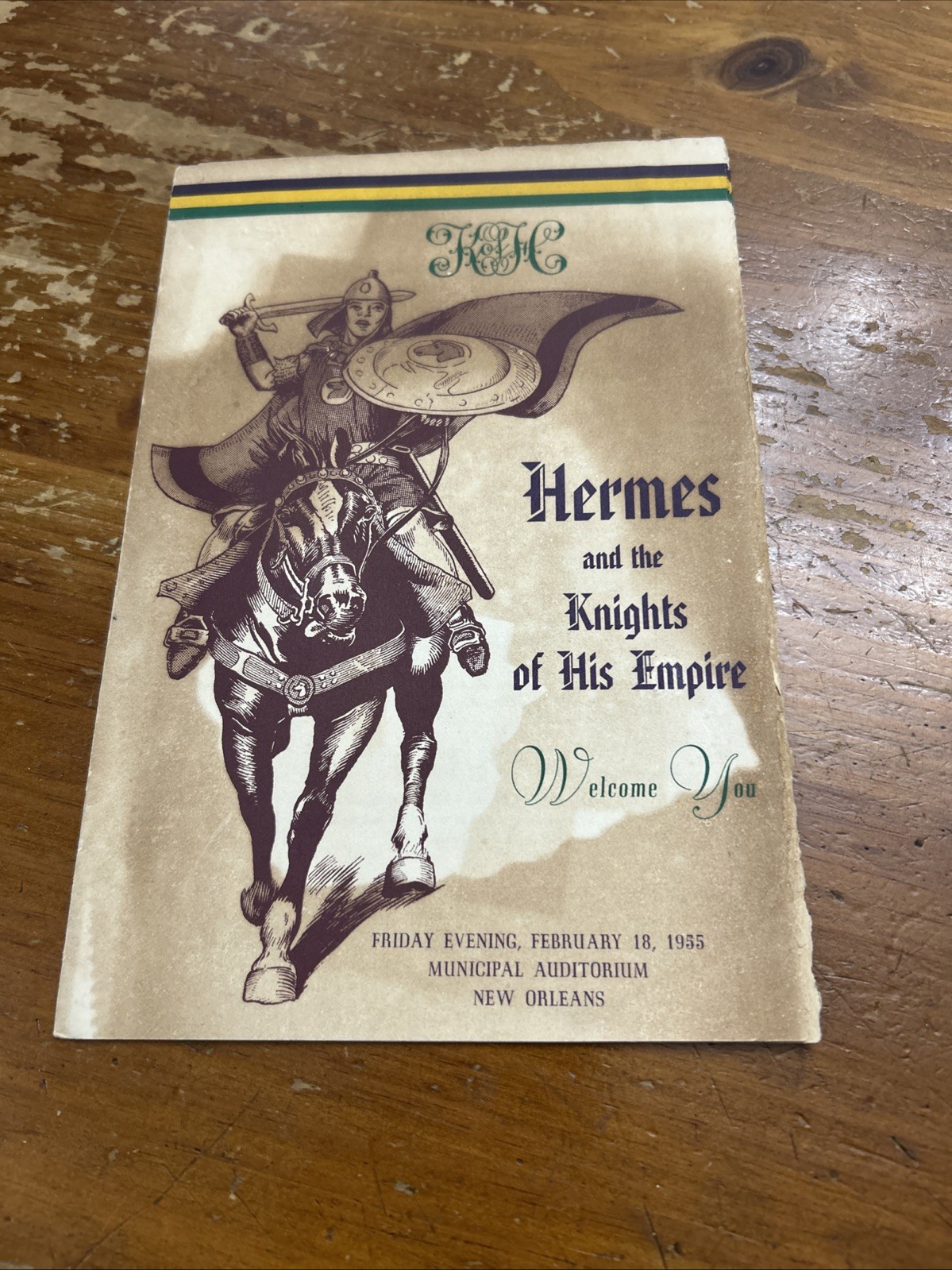 1955 Krewe of Hermes New Orleans Mardi Gras Program Ball Municipal Auditorium