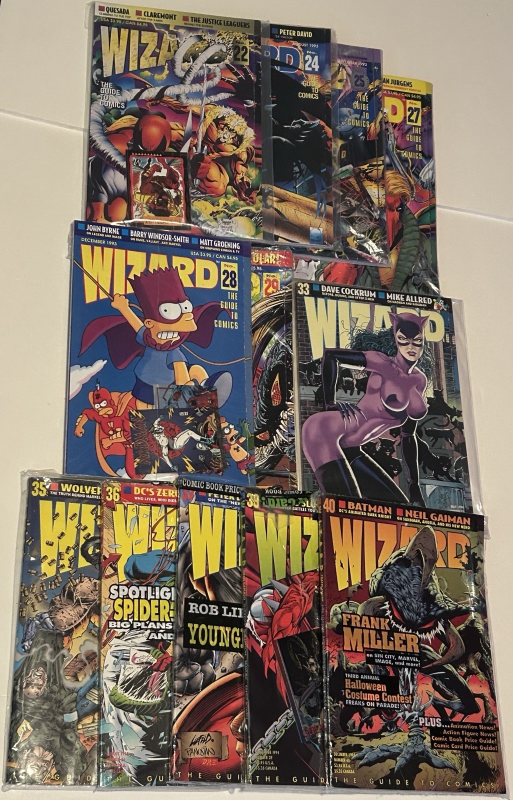 Lot of 12 Wizard Comic Book Guide Magazines ~ VG Cond ~ Bart Simpson, Cat Woman