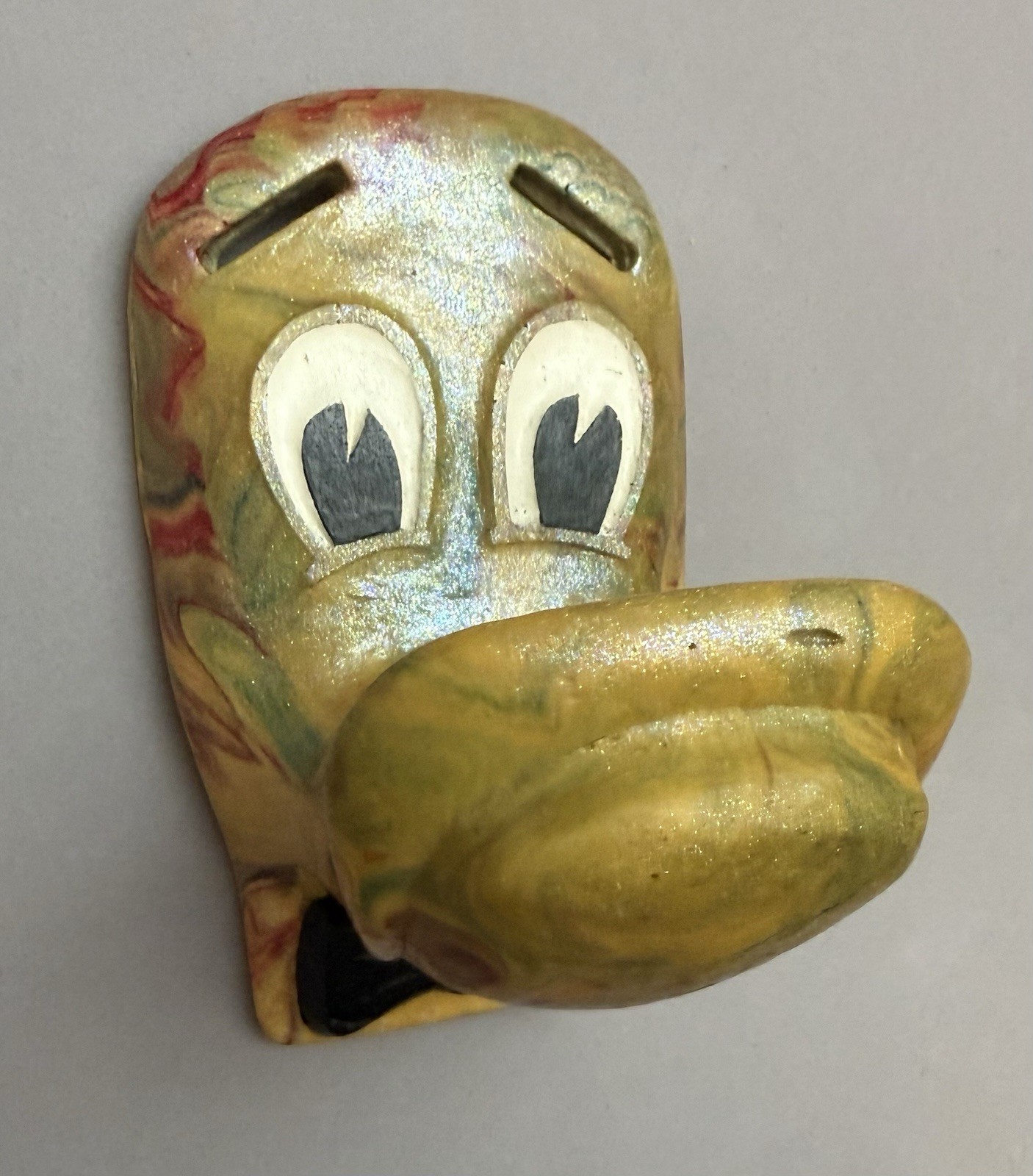Vintage Mid Century Marbled Injection Molded Duck Face. Mask/ Display -Very Rare