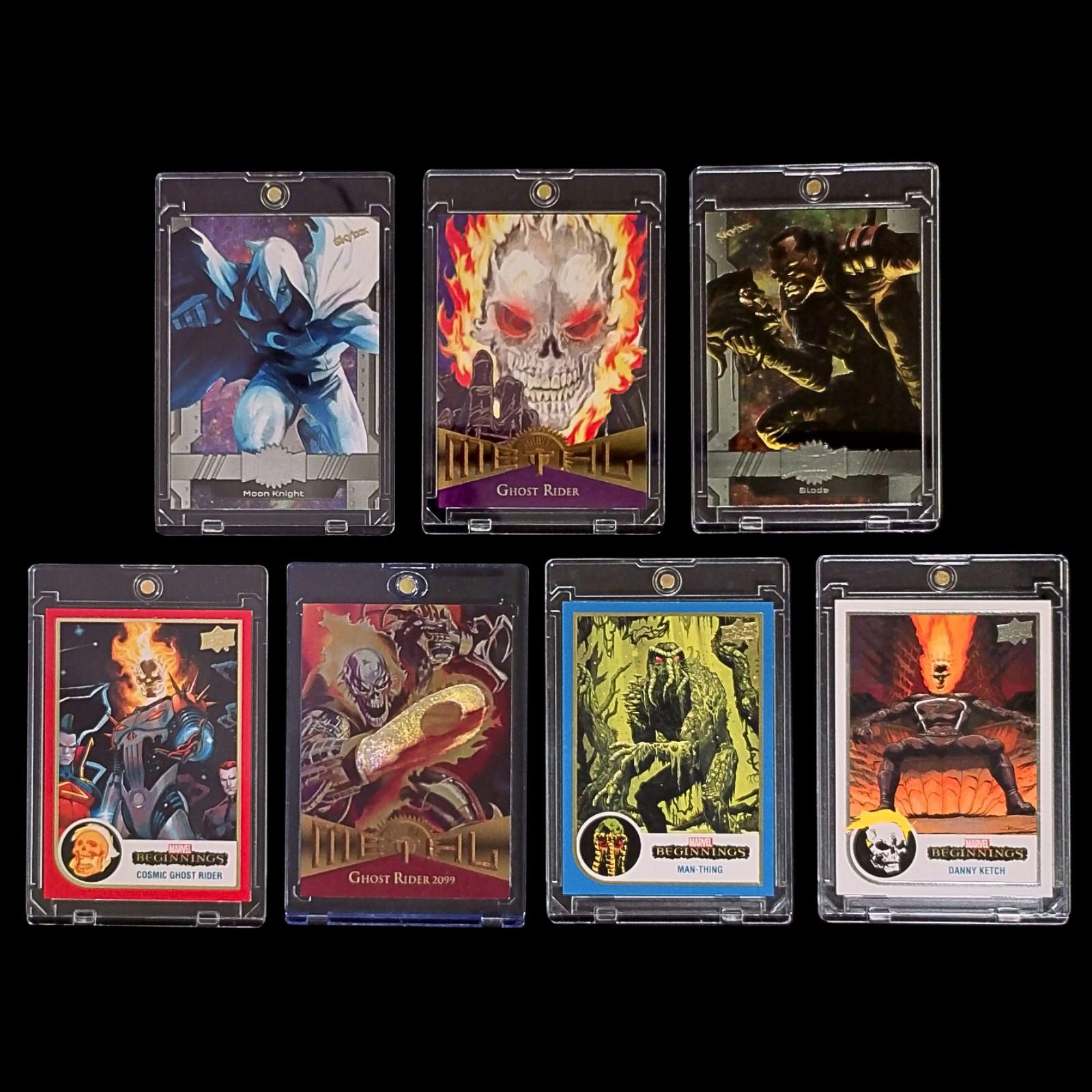 Marvel Midnight Sons 7-Card Lot Ghost Rider Blade Moon Knight Metal