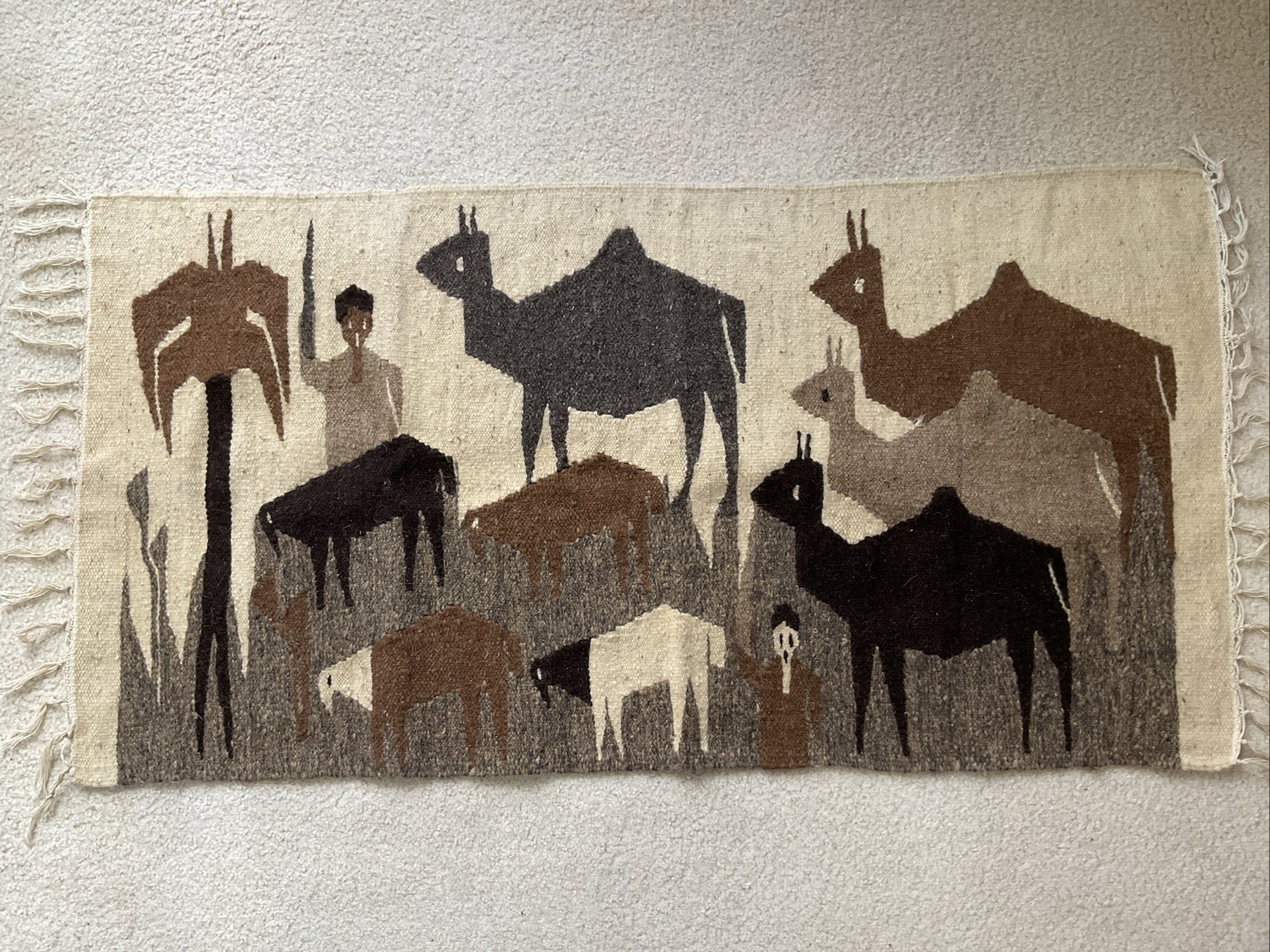 Egyptian 100% Wool Tapestry Kilim Handmade The Egyptian countryside 46x23”
