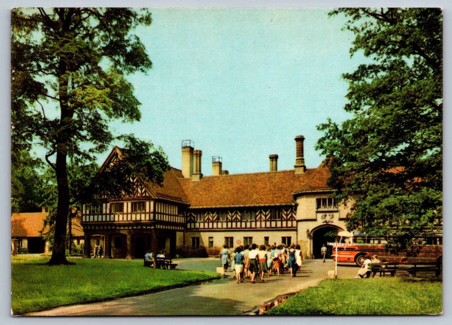 Potsdam Cecilienhof Hotel GDR Postcard 1960s East Germany Architecture Bus