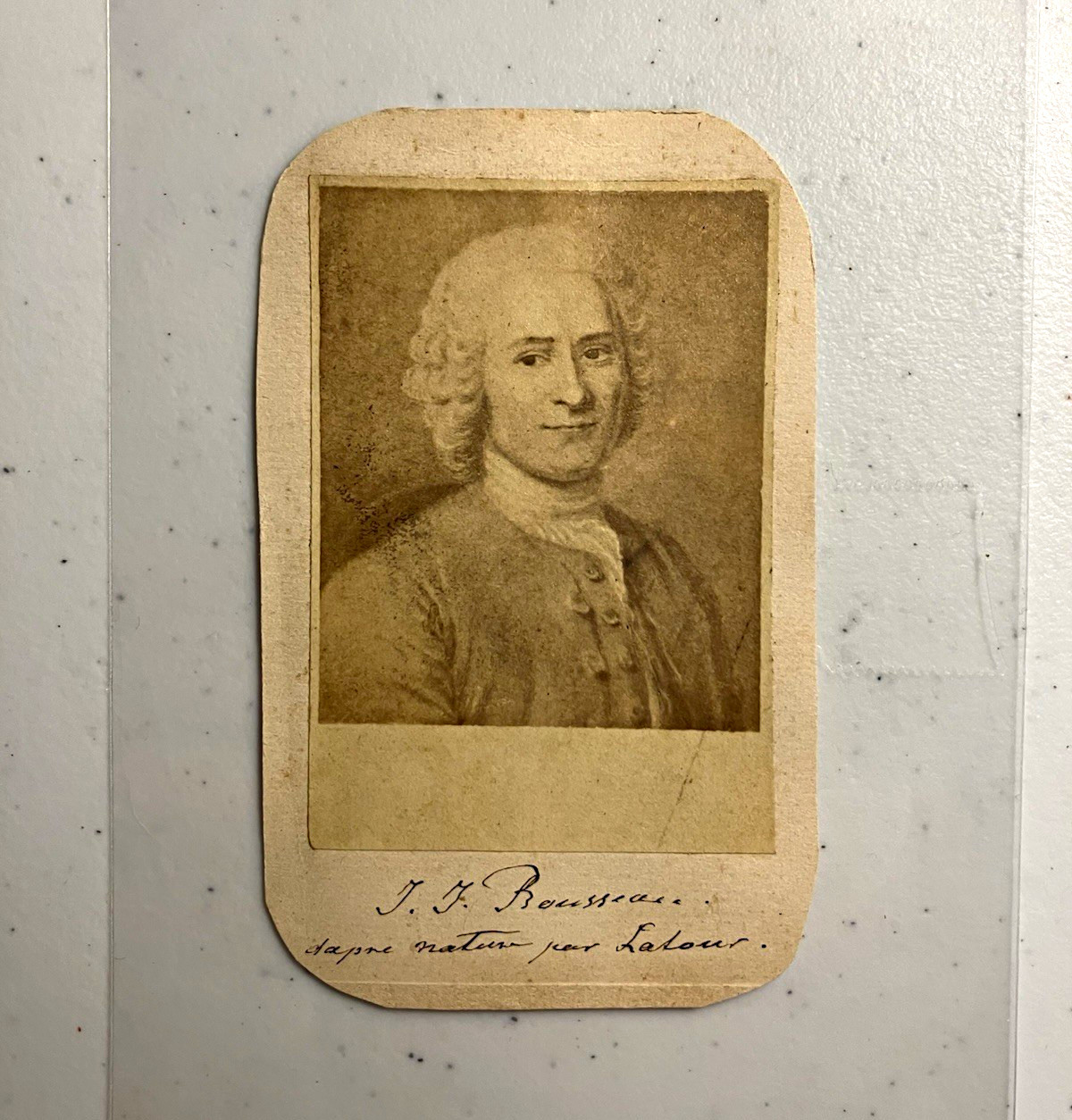 Jean-Jacques Rousseau Antique CDV Card After Quentin de La Tour 19th Century