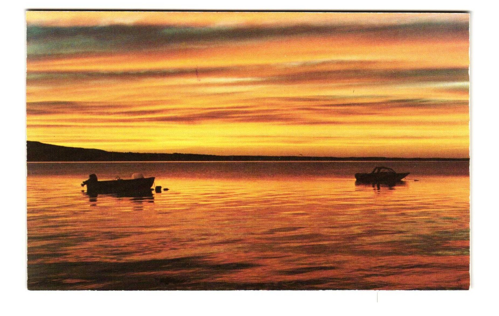 Sunrise scene from the Lookout on FLYE Point Brooklin ME VTG postcard UNP