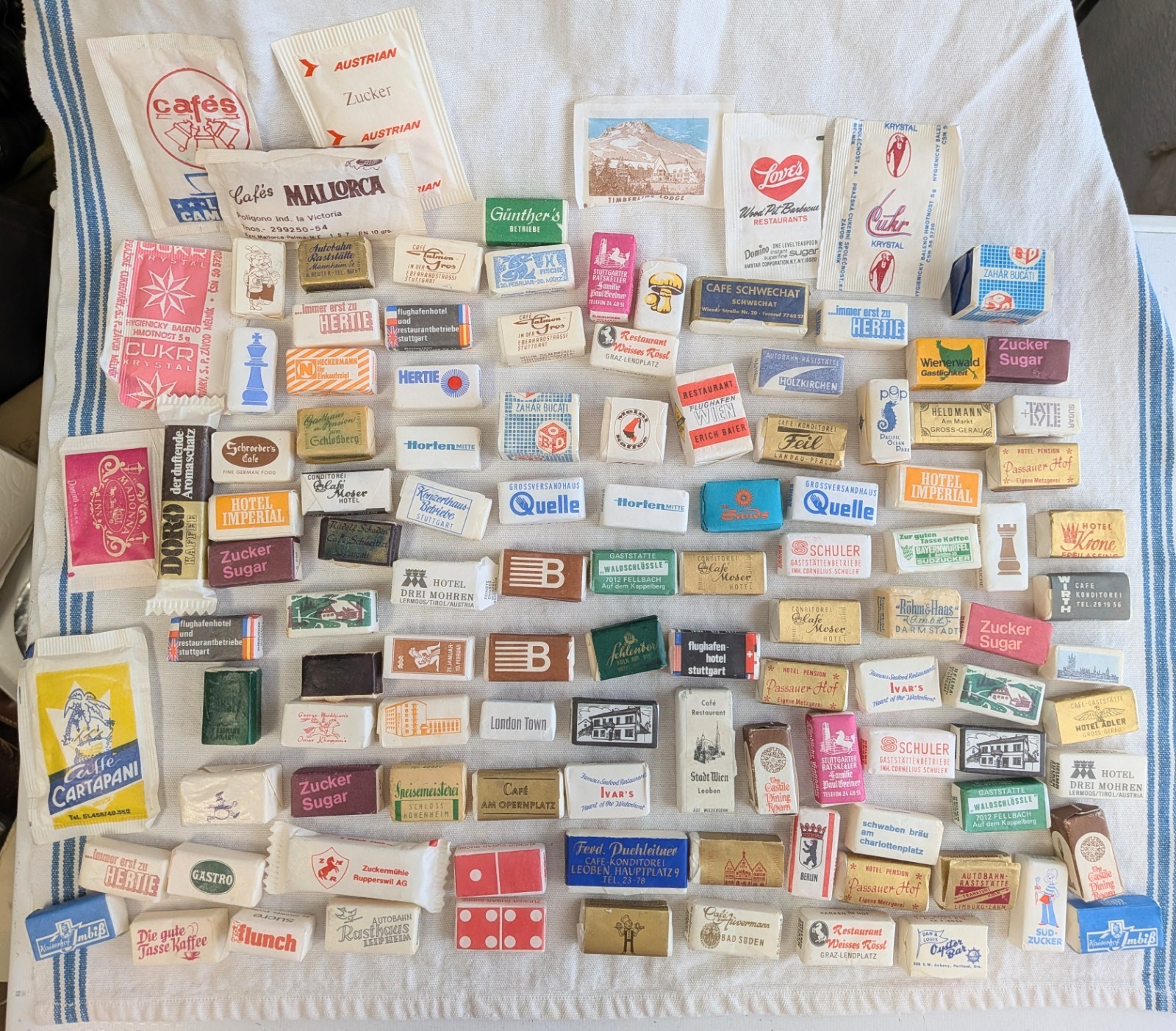 Vintage Sugar Cube & Packet Lot Over 100 Pcs Europe & USA