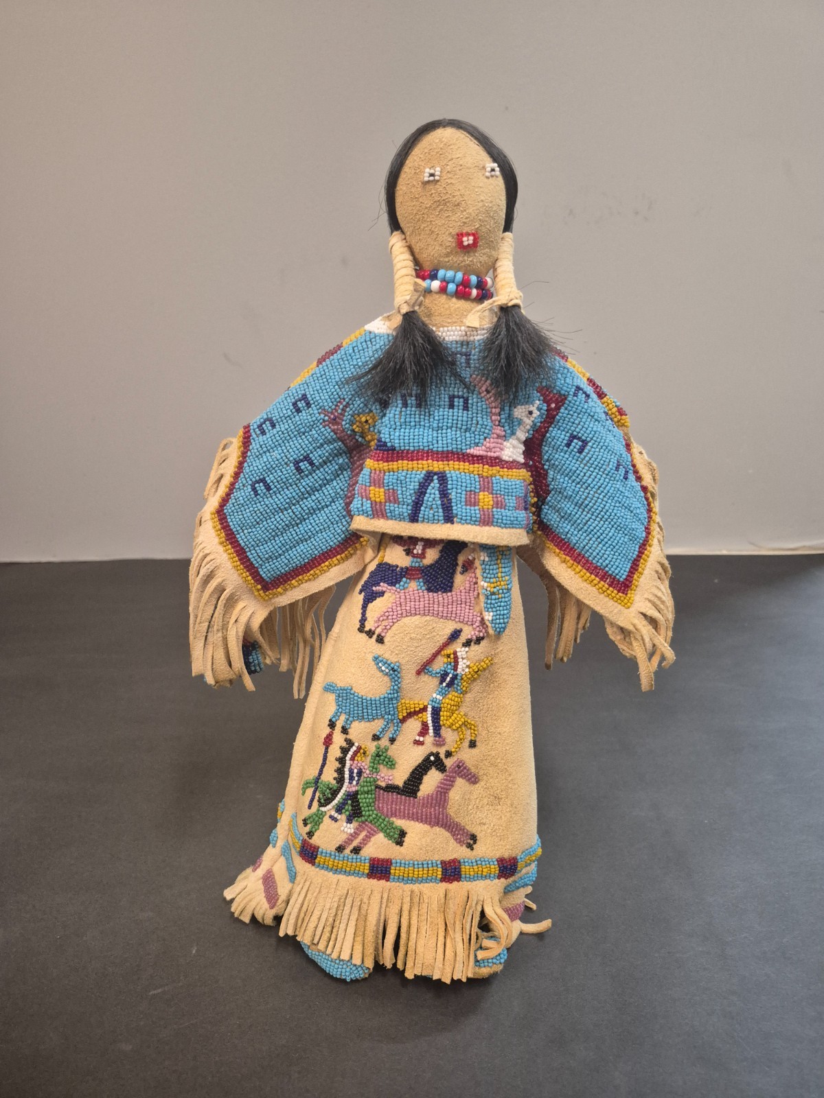 Antique Native American Cheyenne Beaded Hide Doll
