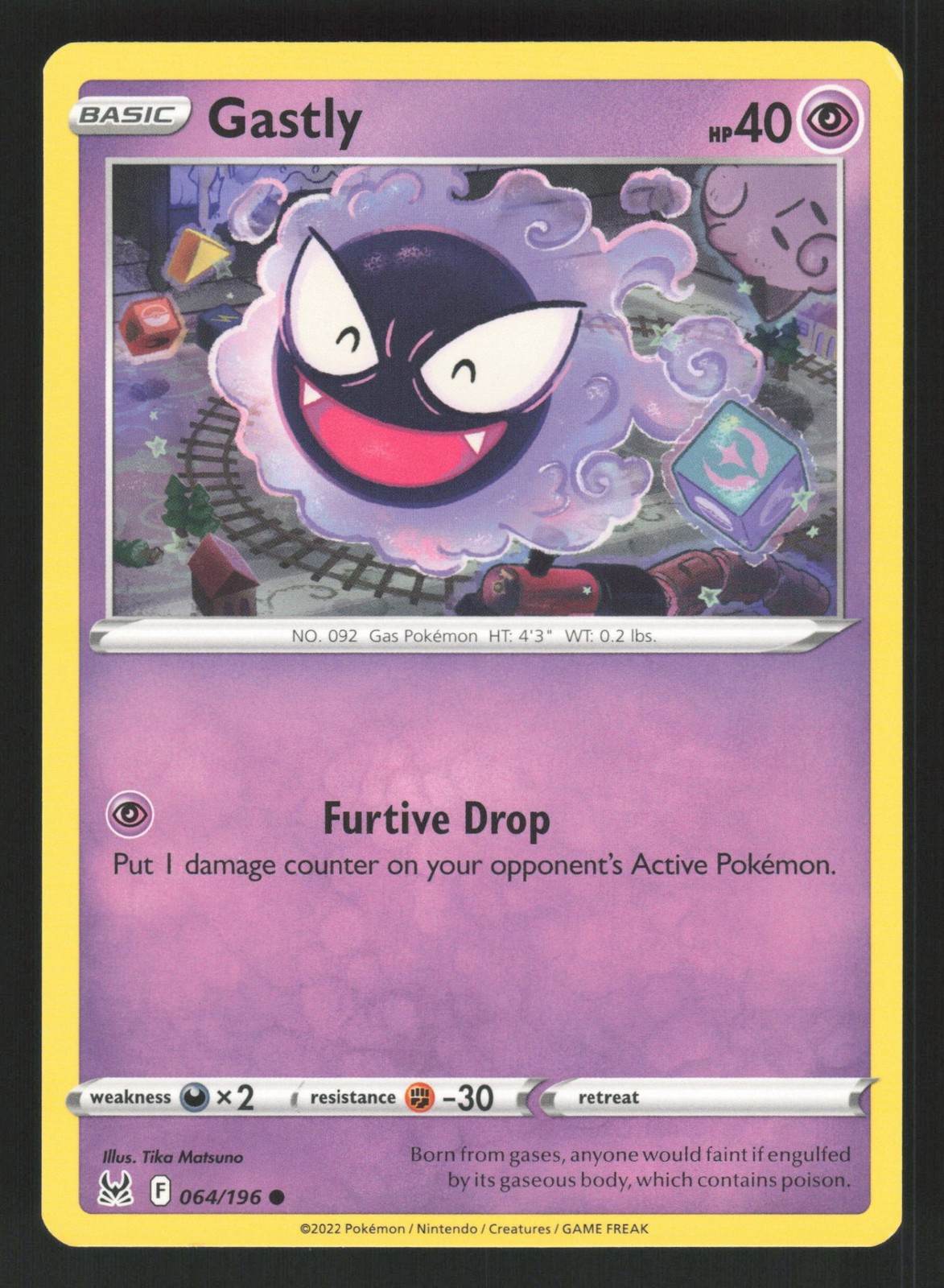 English NM Gastly 064/196 SWSH11 Pokemon SWSH11: Lost Origin English NM Gastly 064/196 SWSH11 Pokemon SWSH11: Lost Origin