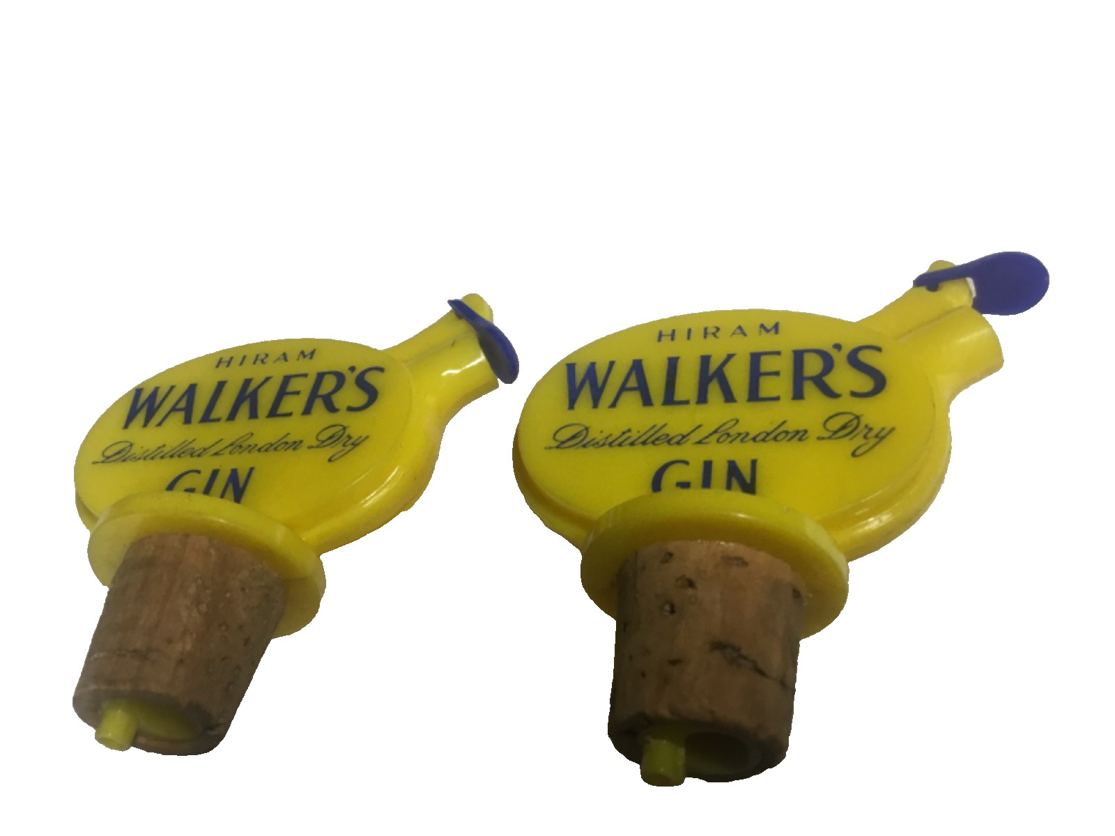 2 Hiram Walker London Dry Distilled Gin  Liquor  Bottle Stopper pourers Walkers