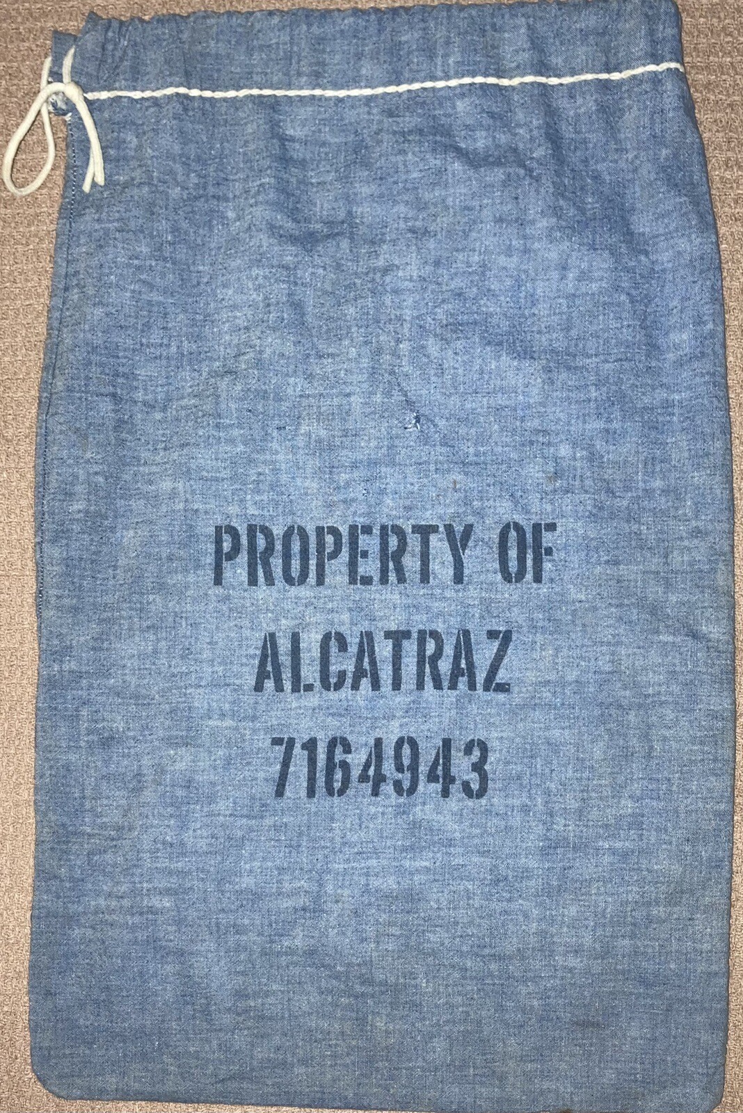 Original Vintage Authentic Property of Alcatraz Prisoner Bag Used on Alcatraz