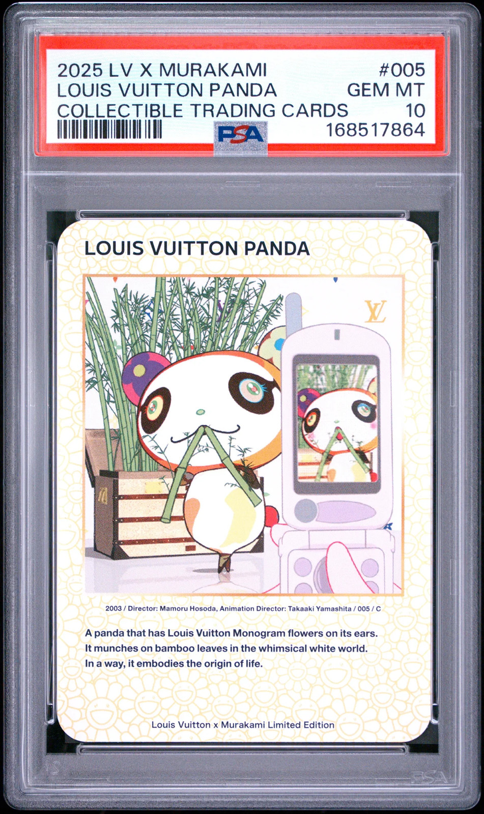 2025 Louis Vuitton X Murakami Trading Cards LV Louis Vuitton Panda #005 PSA 10