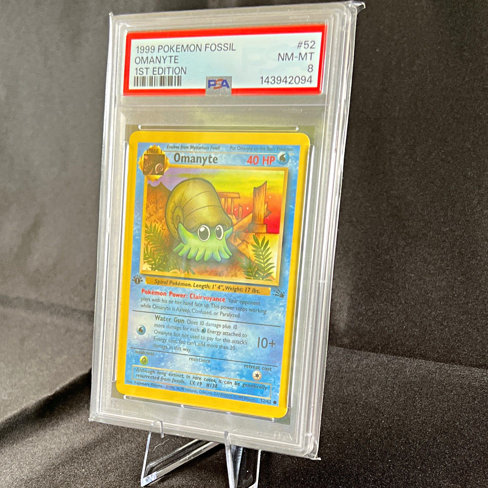 Pokémon 1999 Fossil Omanyte 1st Edition #52 PSA 8 Cert 143942094