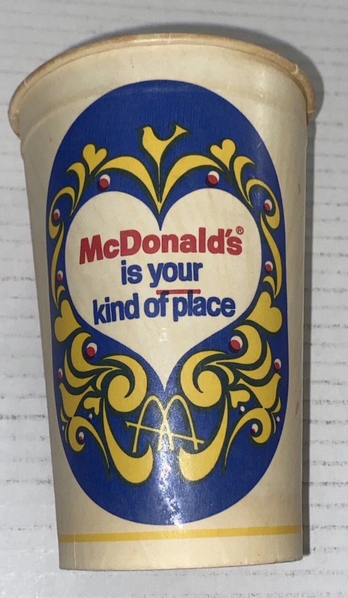 Vintage 1960s McDonald's Paper Cup Your Kind Of Place Sweetheart Baltimore MD