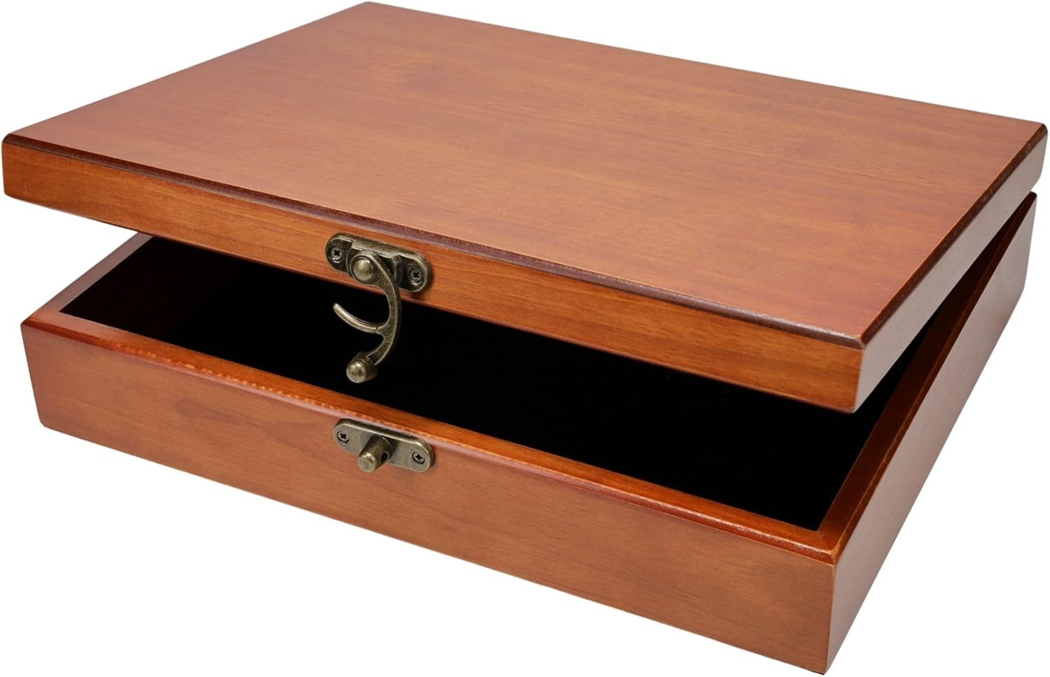 Large Vintage-Inspired Wooden Keepsake Box with Velvet Lining & Latch Closure Large Vintage-Inspired Wooden Keepsake Box with Velvet Lining & Latch Closure