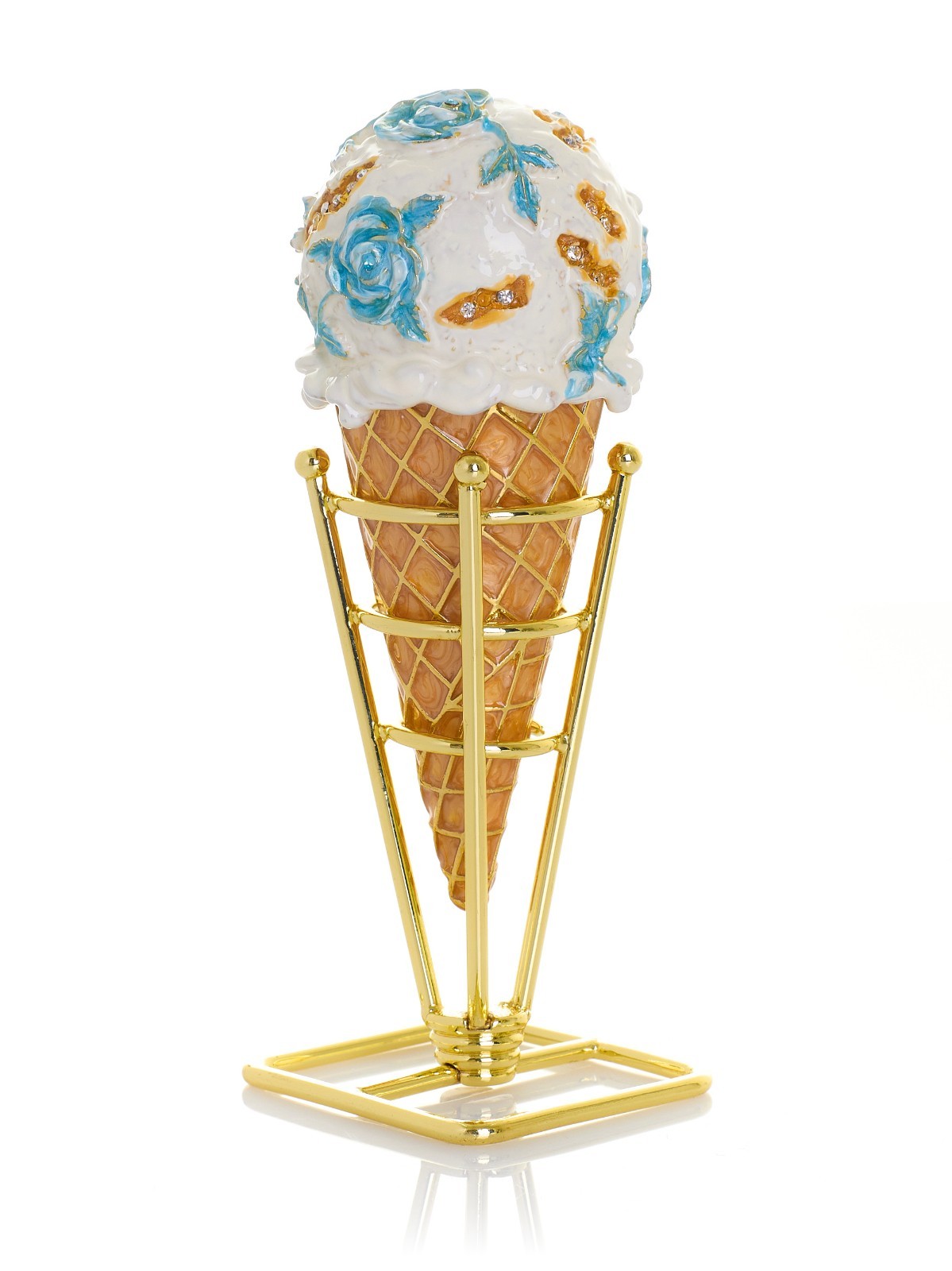 Keren Kopal Ice Cream Cone  Trinket Box Decorated & Austrian Crystals
