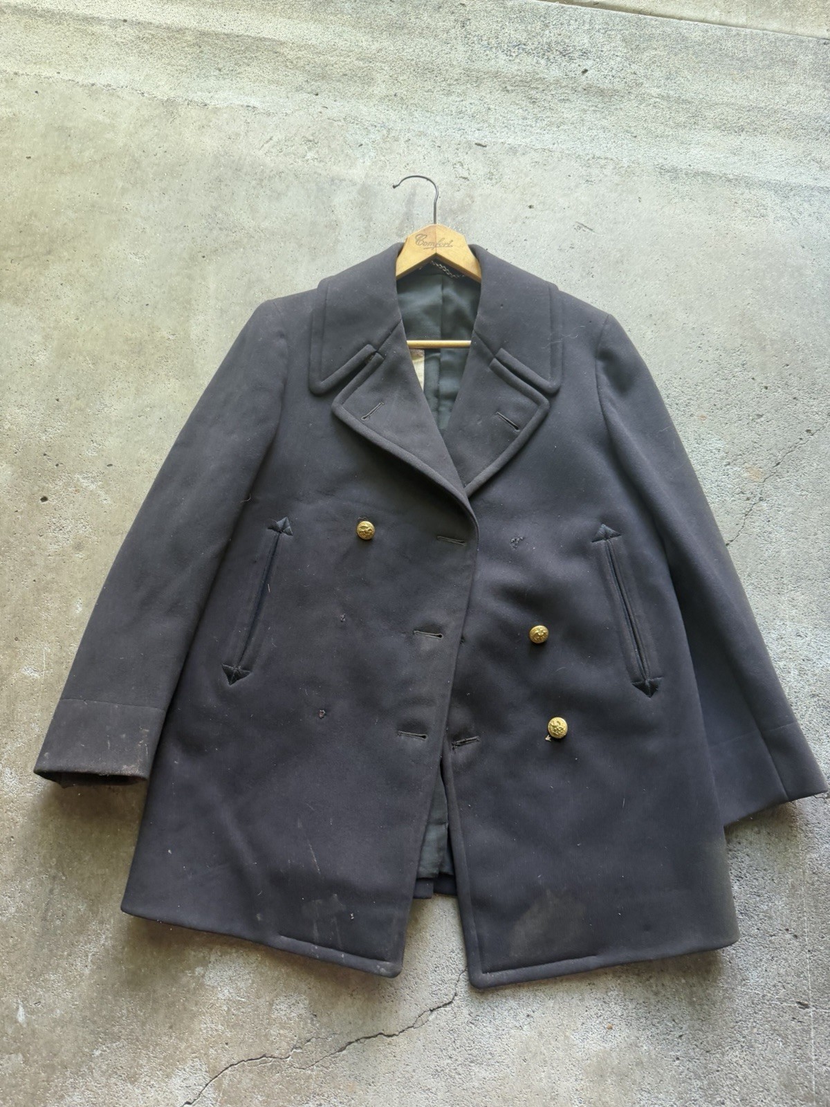 1931 Vintage Naval Academy Philadelphia US Navy Wool Peacoat Pre WWII 30s Medium