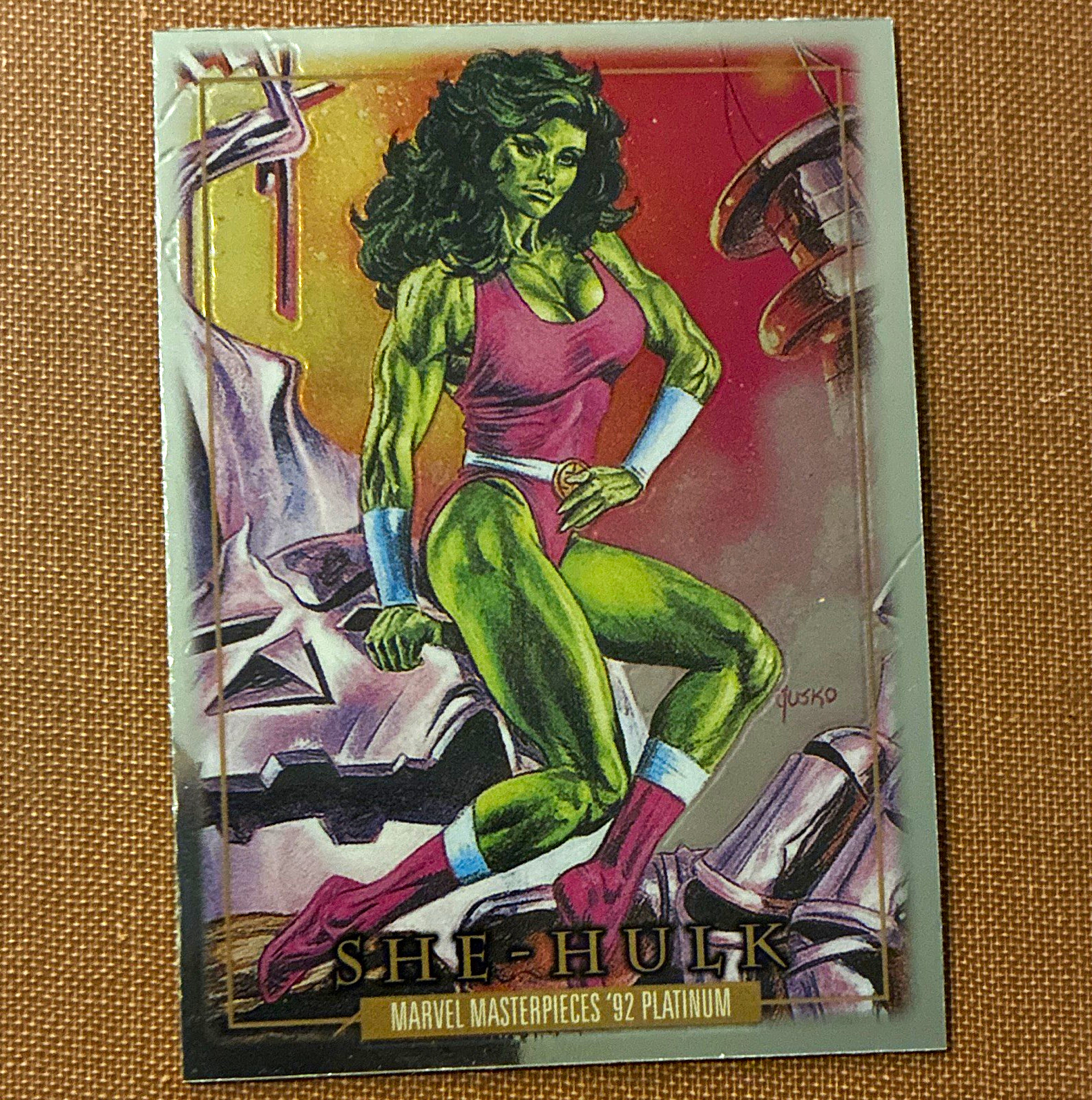 Marvel 1992 Marvel Masterpieces \'92 Platinum #82 She-Hulk Joe Jusko Card