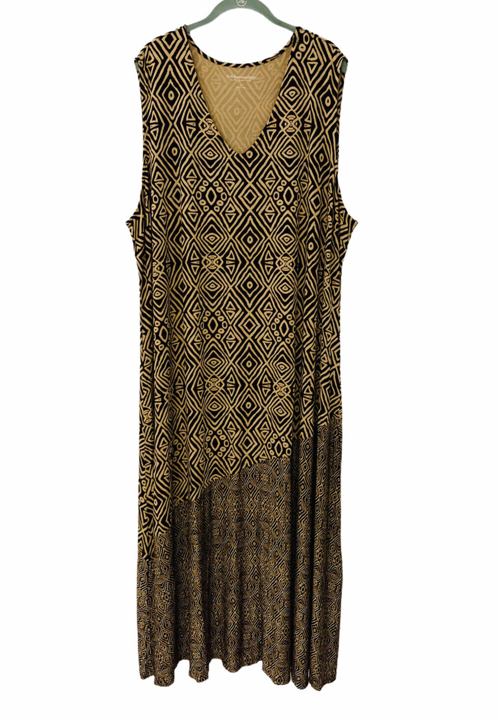 Soft Surroundings Sz 3X Tulum Brown Aztec Geometric Sleeveless Boho Maxi Dress