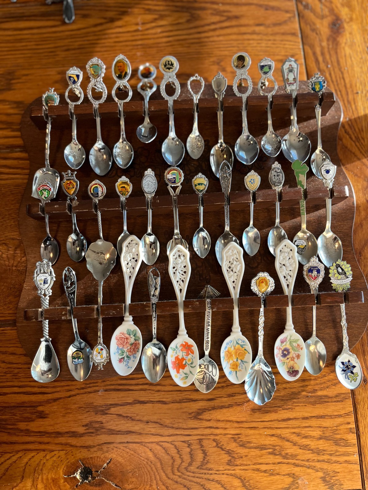 Souvenir Spoon Bulk Lot,  140+ pieces,  4 display boards ,  Vintage To Modern