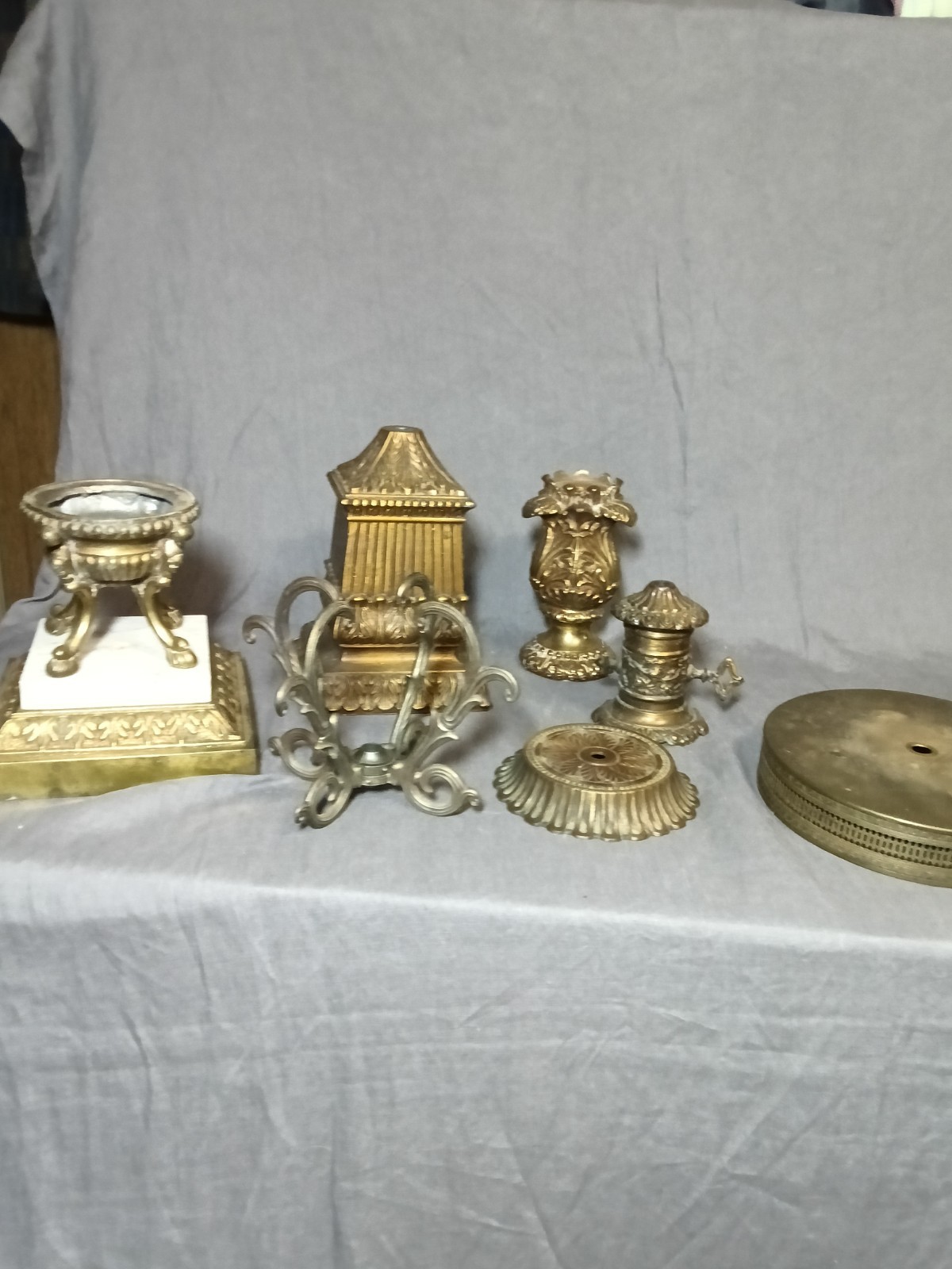 Vintage Mid Century Hollywood Regency Swag Light Lamp Parts - Canopies Bases
