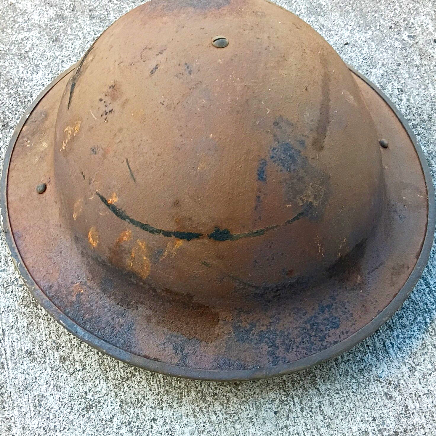 WWI US Brodie Doughboy Original Steel Helmet w/ Liner & Chinstrap